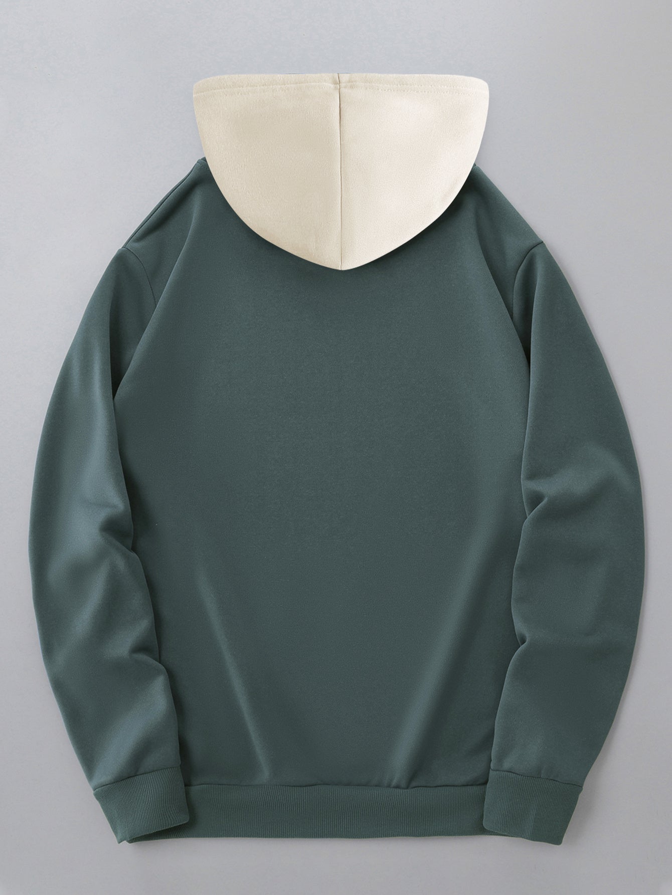 Men's Trendy Color-Block Hoodie with Drawstring - Casual Apricot Pullover with Letter Print, Polyester Blend, Machine Washable