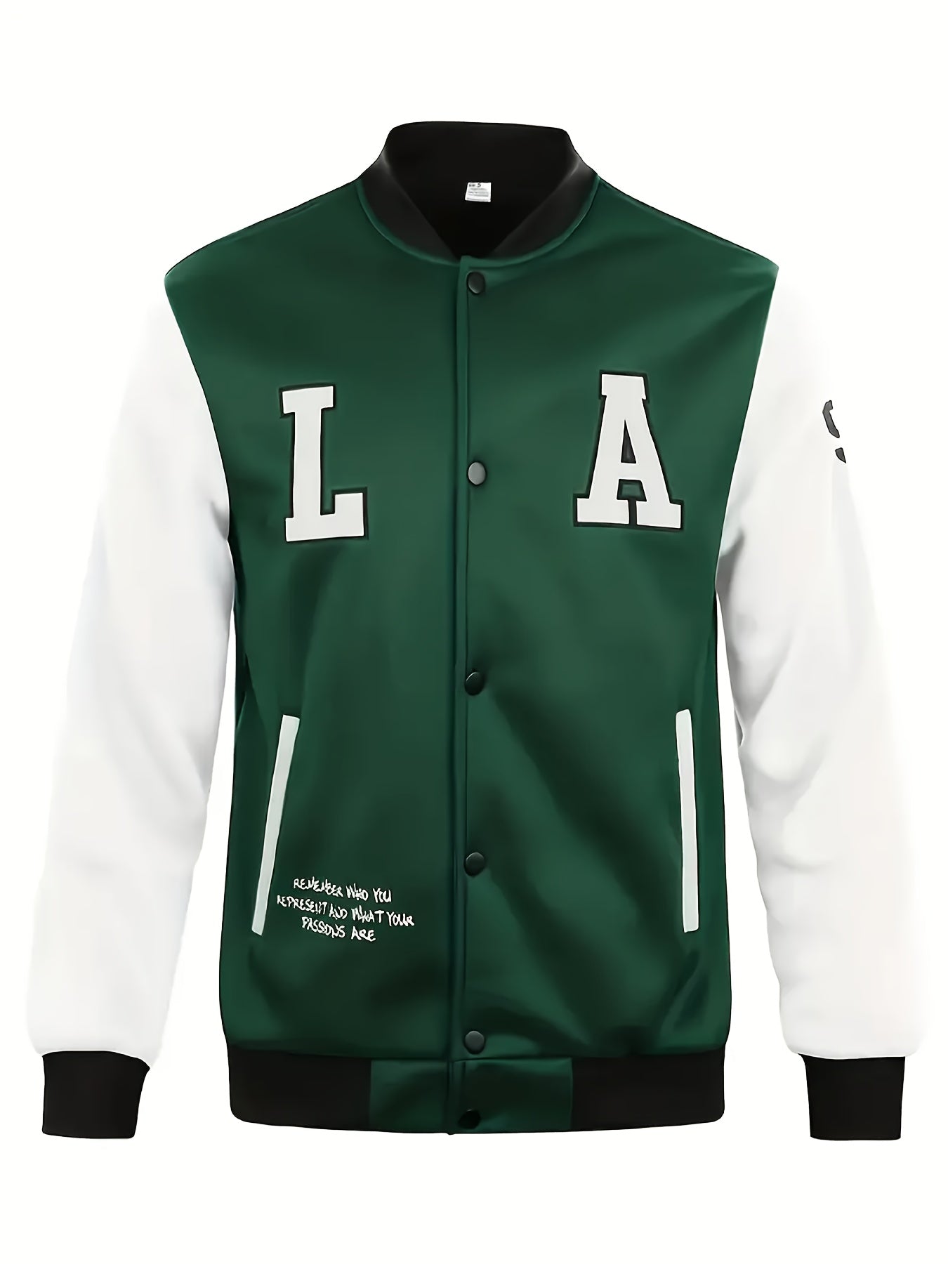 LA-03 Baseball Jacket - Polyester, Round Neck, Non-Transparent, Letter Pattern, Knitted, Loose Fit, Spring/Autumn