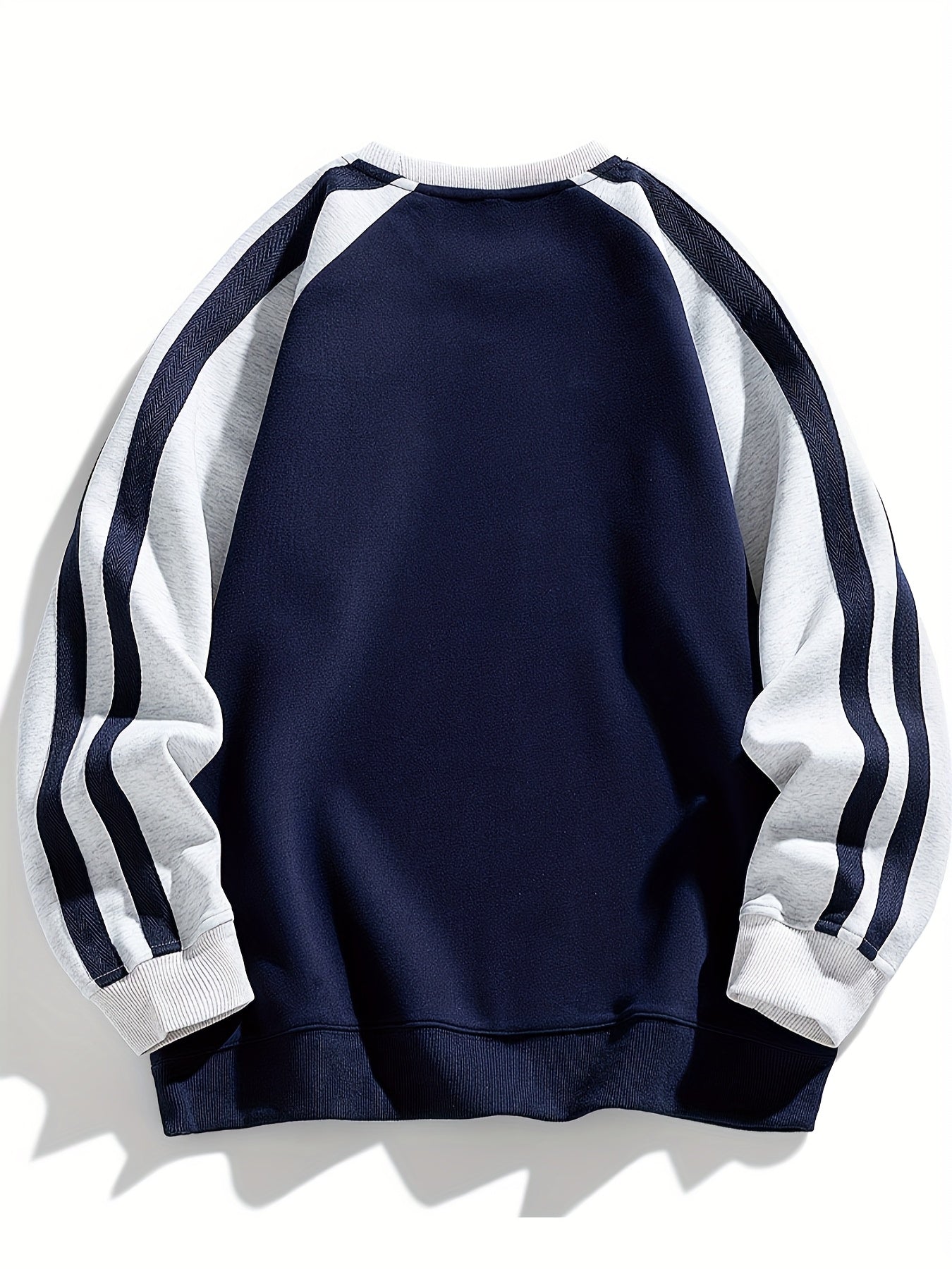 Men's Stylish Pink and Black Striped Crew-Neck Sweatshirt - Breathable, Casual Long-Sleeve Hoodie for City Walking, Street Lounging & Outdoor Activities, Polyester, Non-Stretch Fabric