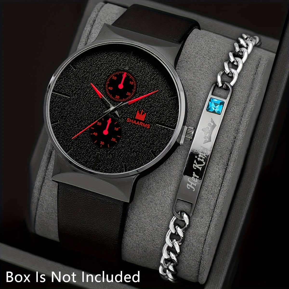2pcs/set, Fashion Men's Simple Business Quartz Watch & Bracelet Set, Ideal Choice For Gifts