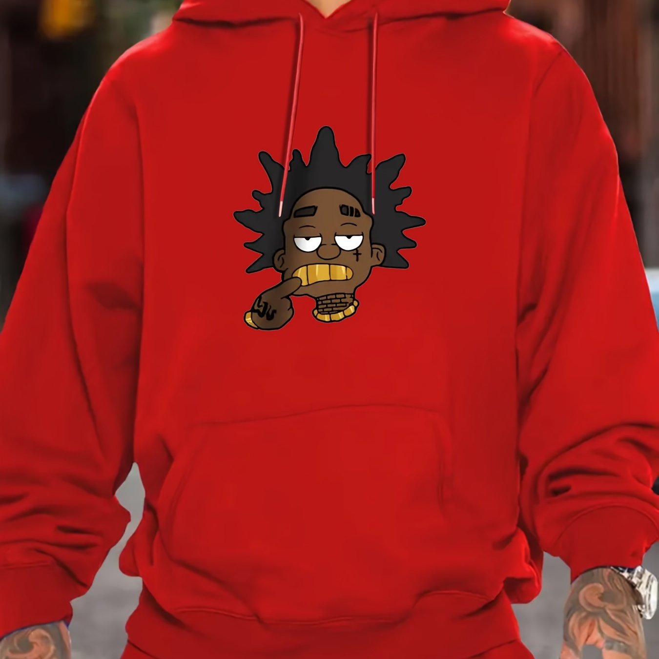 KOURRTER Unisex Cartoon Graphic Hoodie – Four Seasons Casual Knit Fabric Regular Fit with Pocket, 100% Polyester Geometric-pattern Hooded Sweatshirt with Slight Stretch
