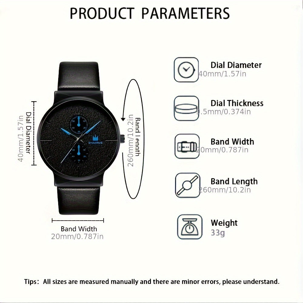 2pcs/set, Fashion Men's Simple Business Quartz Watch & Bracelet Set, Ideal Choice For Gifts