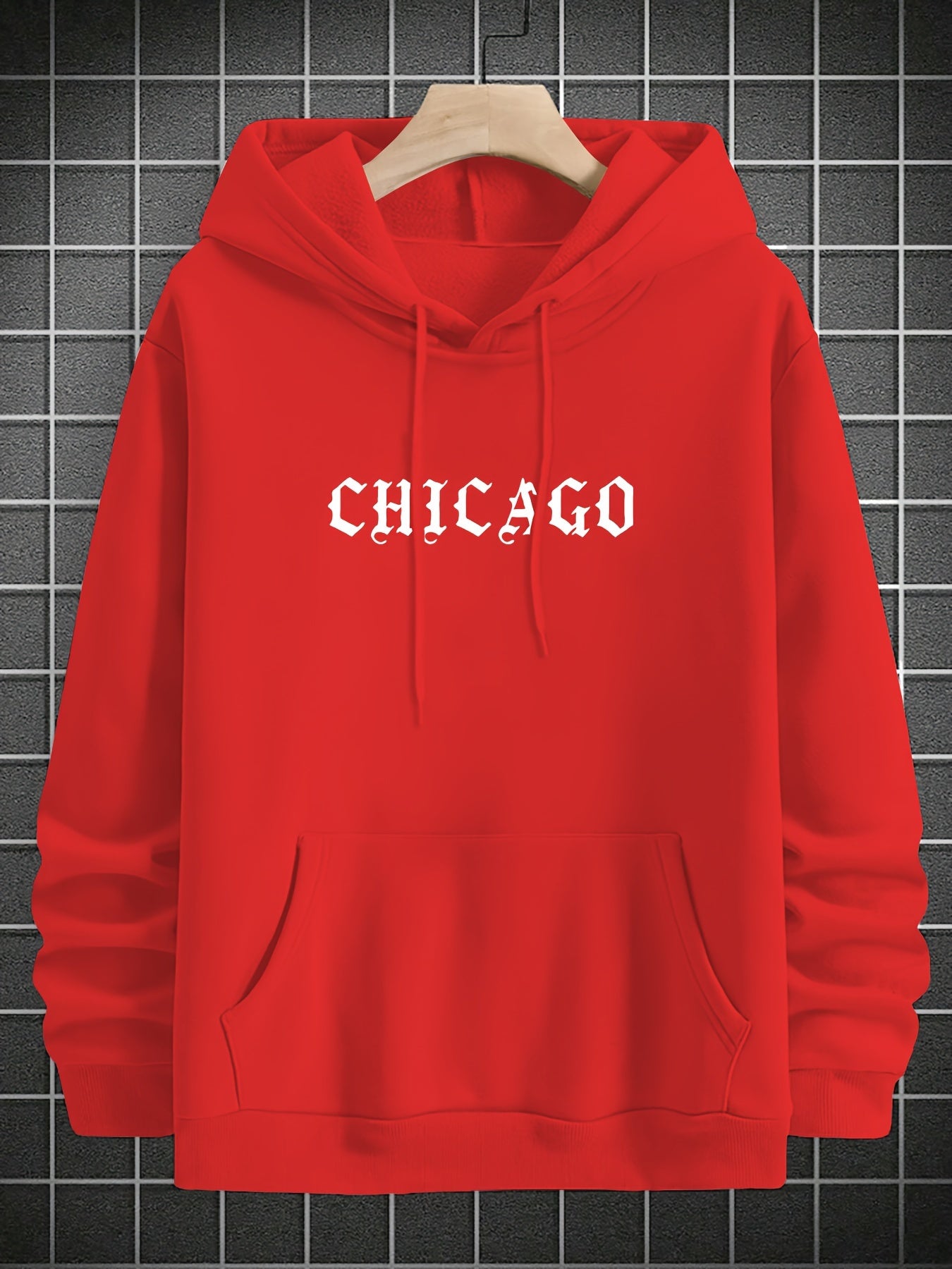 Men's Casual Hoodie with Unique Print Design - Soft Polyester, Machine Washable, Loose Fit Pullover with Kangaroo Pocket
