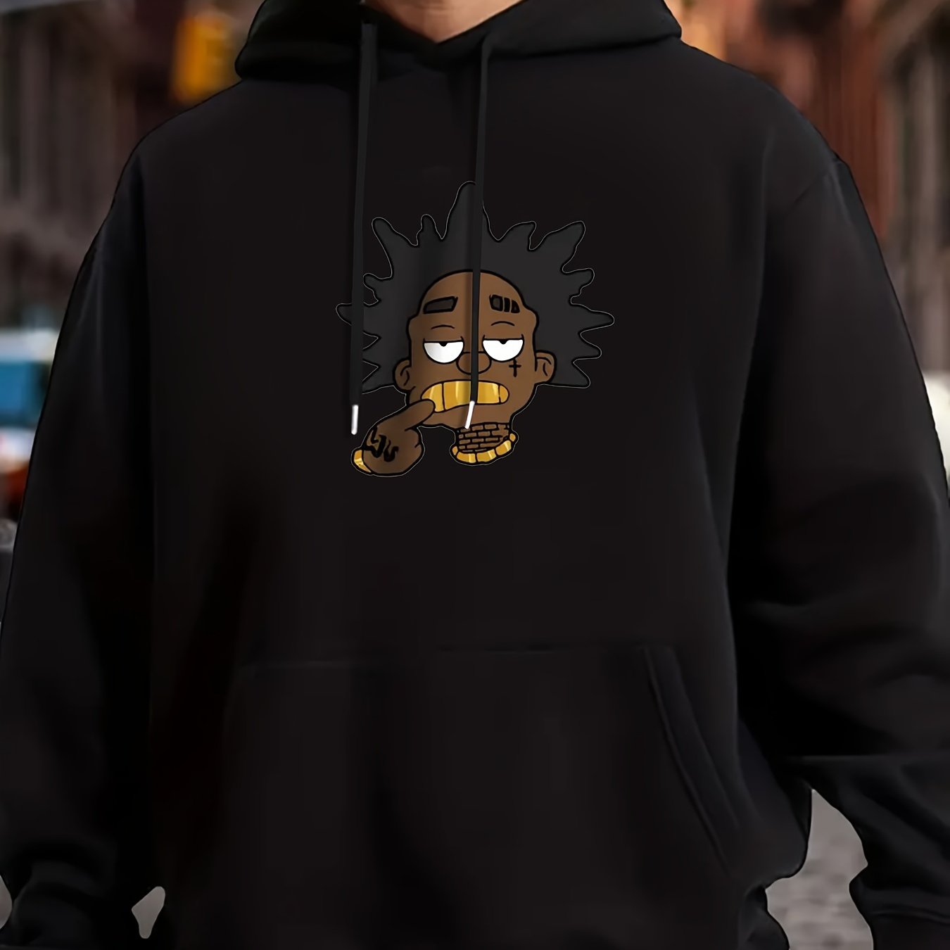 KOURRTER Unisex Cartoon Graphic Hoodie – Four Seasons Casual Knit Fabric Regular Fit with Pocket, 100% Polyester Geometric-pattern Hooded Sweatshirt with Slight Stretch