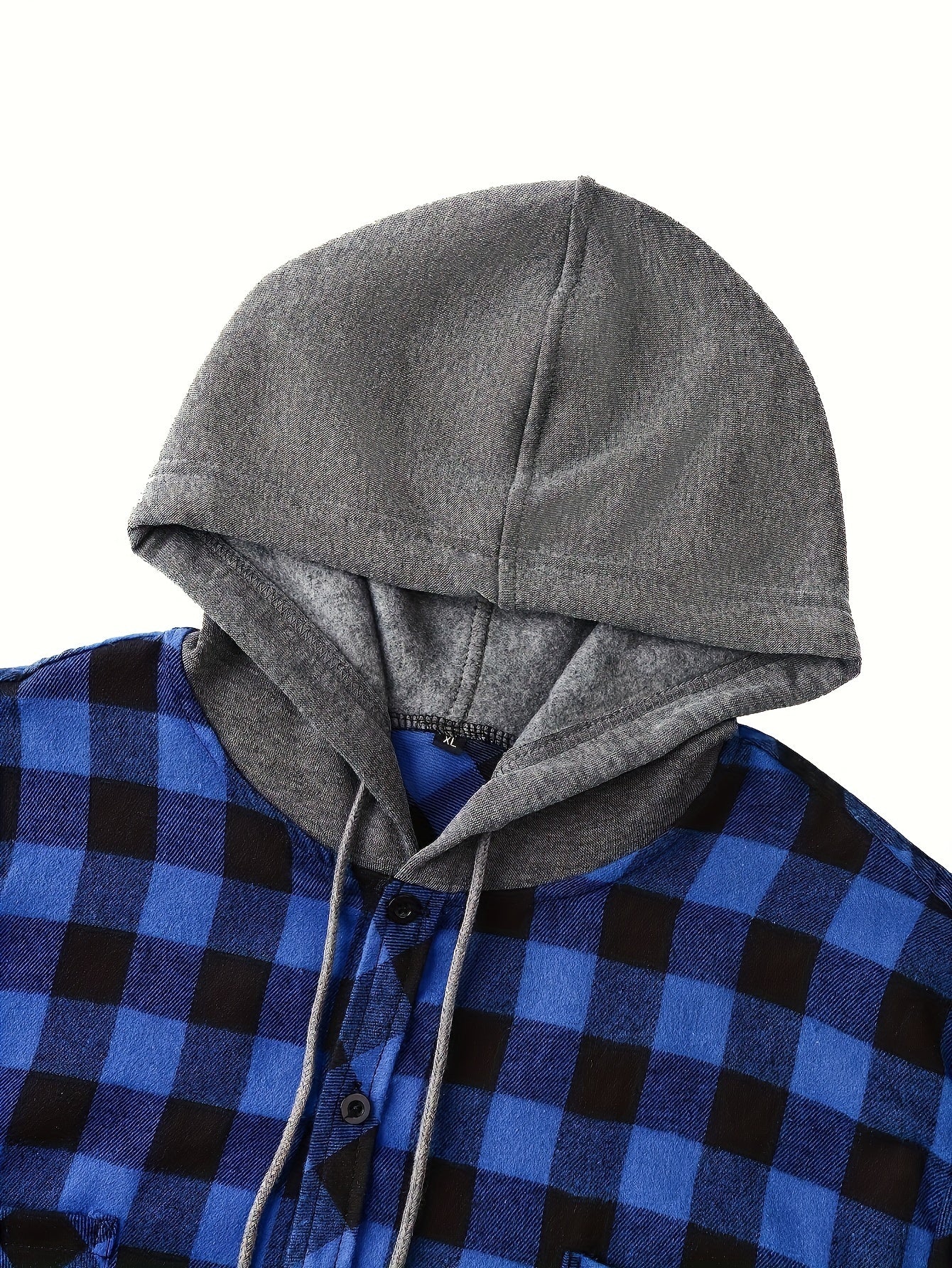 Fashionable Design Men's Plaid Pattern Hooded Long Sleeve And Button Up Shirt Jacket With Pockets, Chic And Trendy Hoodie Jacket For Outdoors Leisurewear