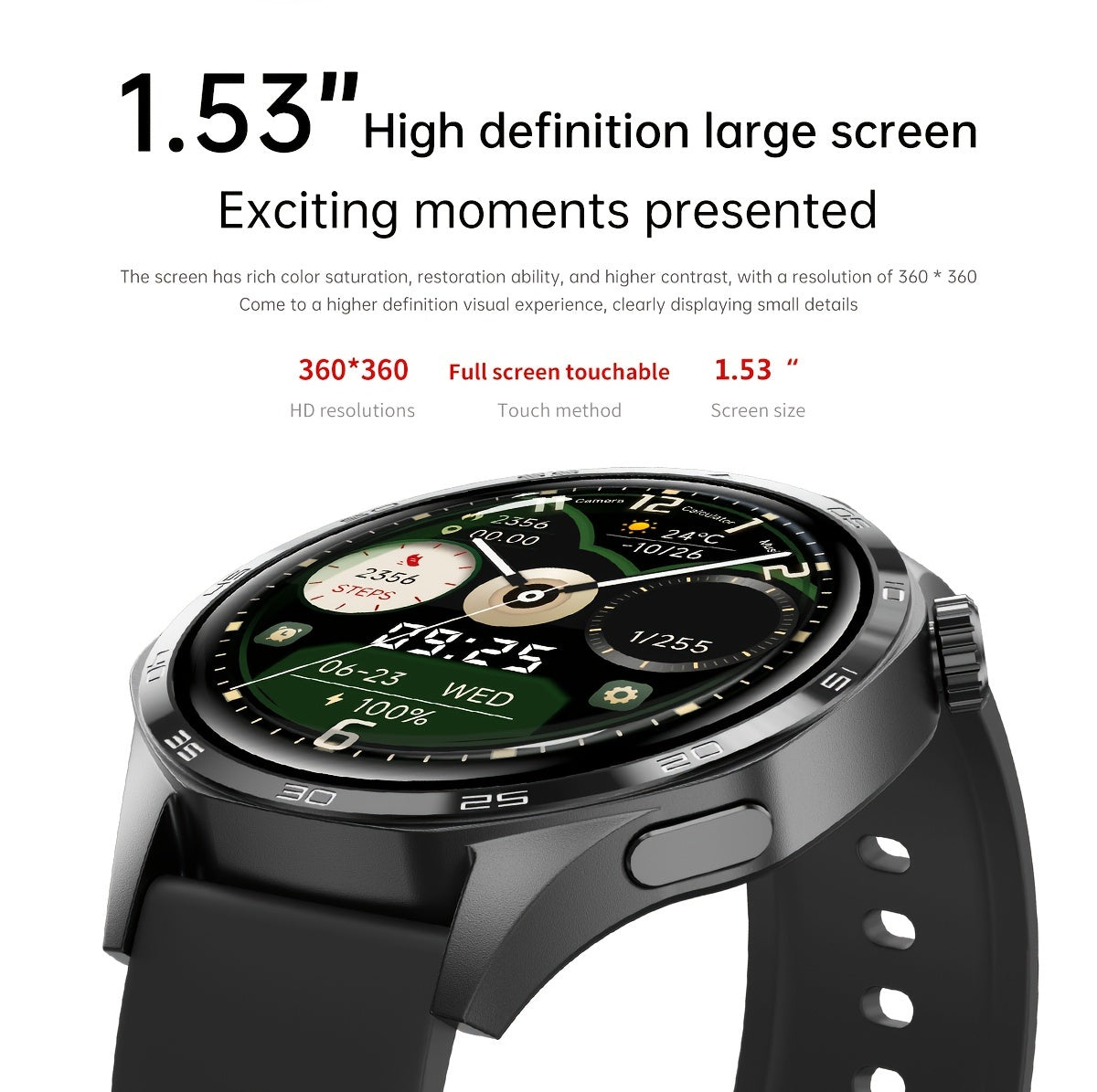 New Watch 5 Pro Smartwatch With 1.53-inch High-definition Screen, Voice Calling, Wireless Calling, NFC Access Control, Outdoor Sports Trajectory Smartwatch With Voice Assistant, Compass, Pedometer, Suitable For Android/iPhone