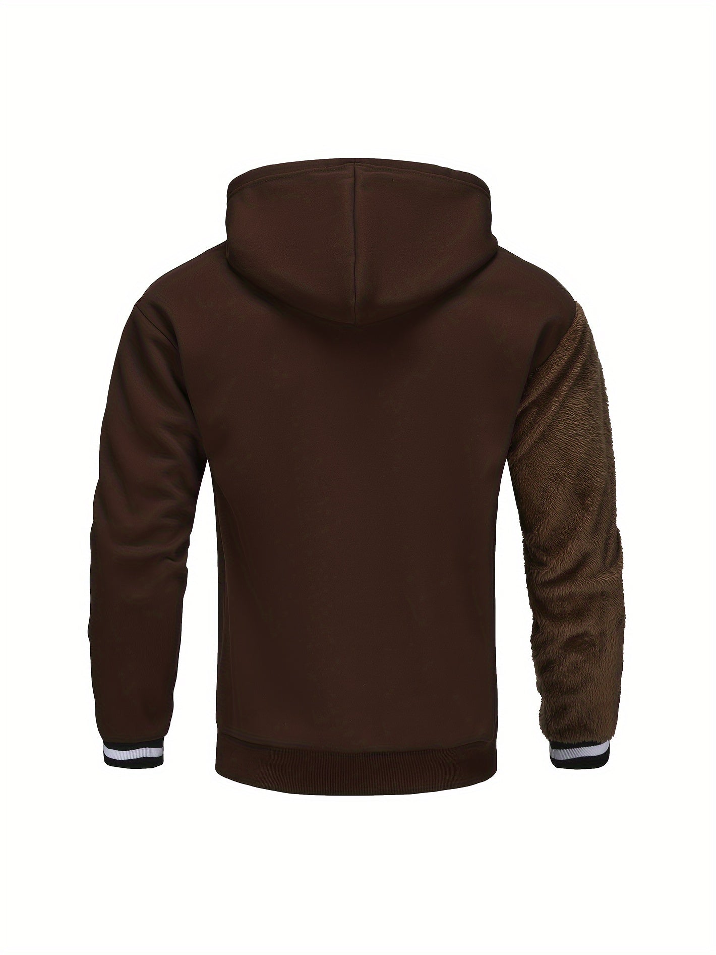 Men's Color Block Bruin Graphic Print Hoodie, Casual Long Sleeve Hooded Sweatshirt For Fall Winter Outdoor