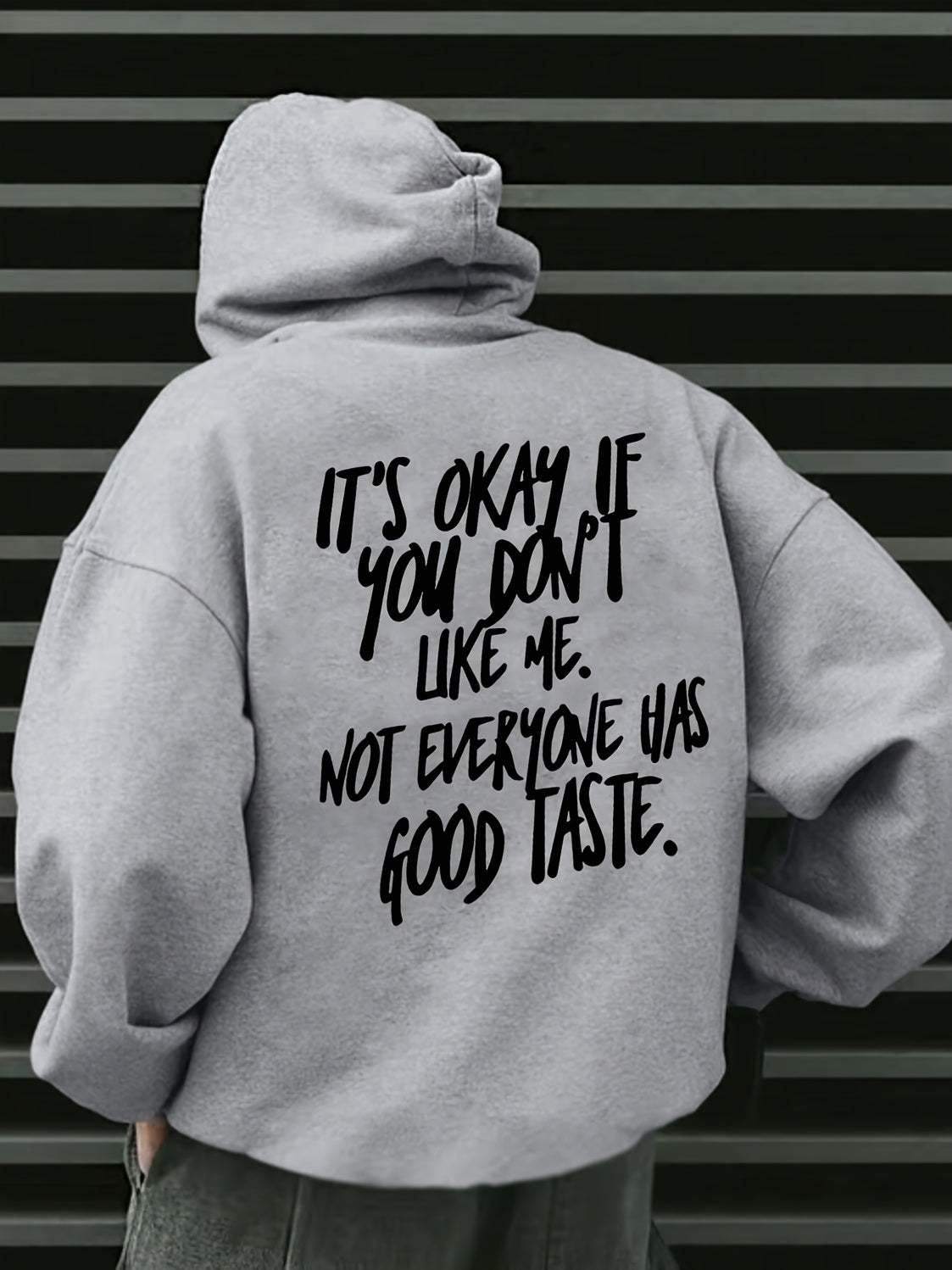 Men's Casual Hoodie with Drawstring & Kangaroo Pocket - Letter Print, Drop Shoulder Design for Everyday & Holiday Wear, Polyester Blend