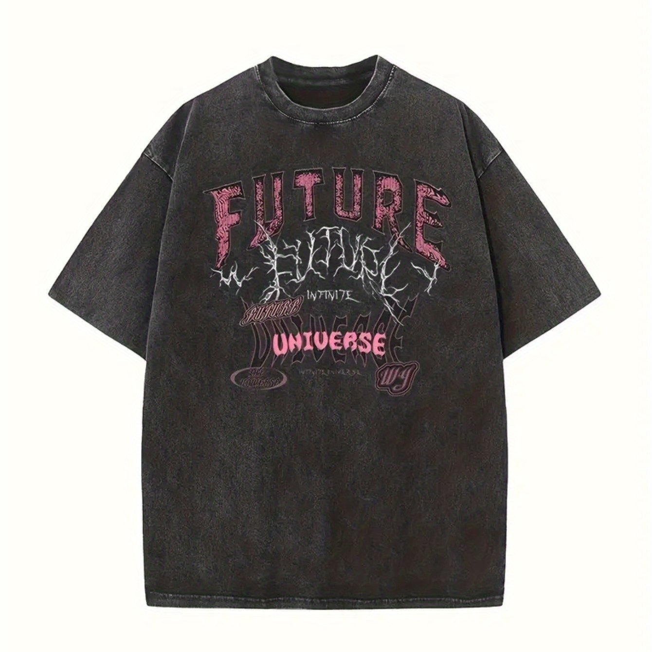 Men's Loose 100% Cotton Future Graphic Print T-shirt, Short Sleeve Crew Neck Tee, Men's Clothing For Summer Outdoor