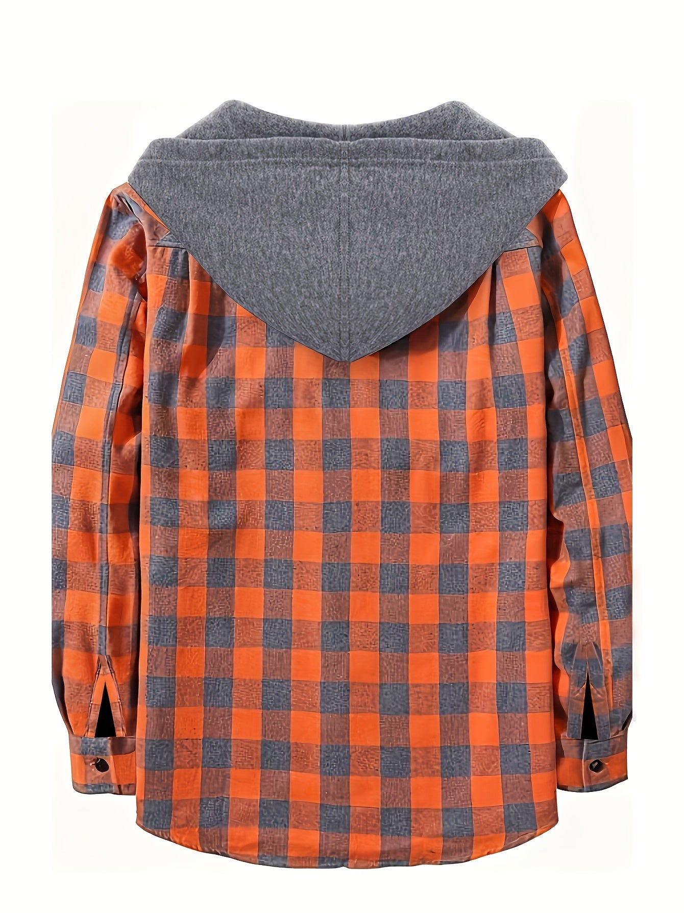 Fashionable Design Men's Plaid Pattern Hooded Long Sleeve And Button Up Shirt Jacket With Pockets, Chic And Trendy Hoodie Jacket For Outdoors Leisurewear