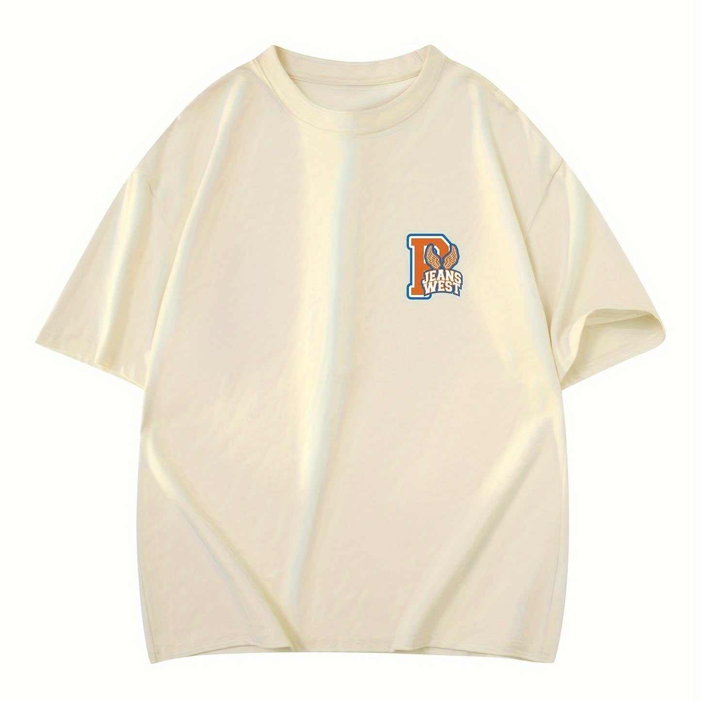 Men's Casual Cotton T-Shirt with Unique Letter Print - Loose Fit, Round Neck, Short Sleeve Tee for Summer