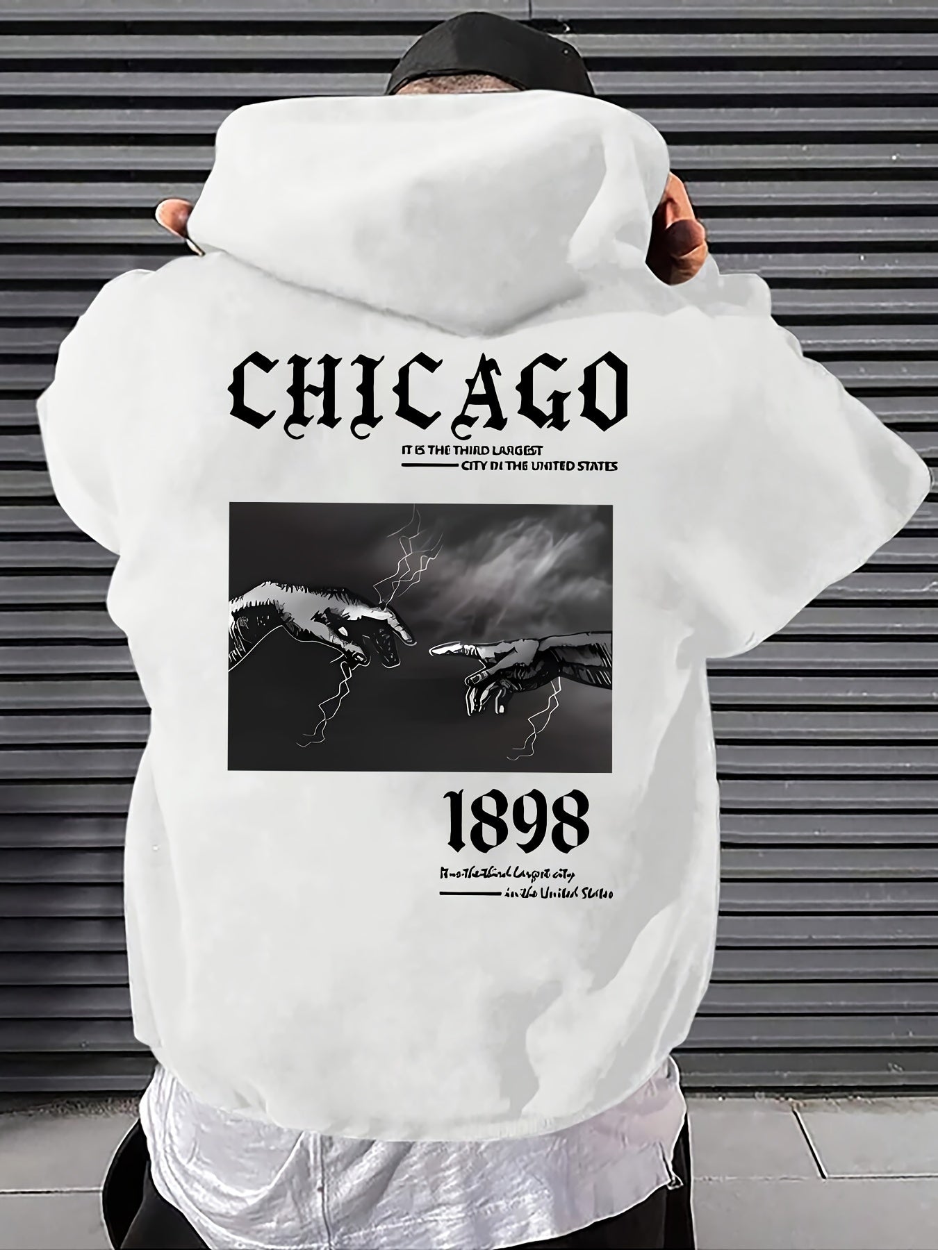 Men's Casual Hoodie with Unique Print Design - Soft Polyester, Machine Washable, Loose Fit Pullover with Kangaroo Pocket