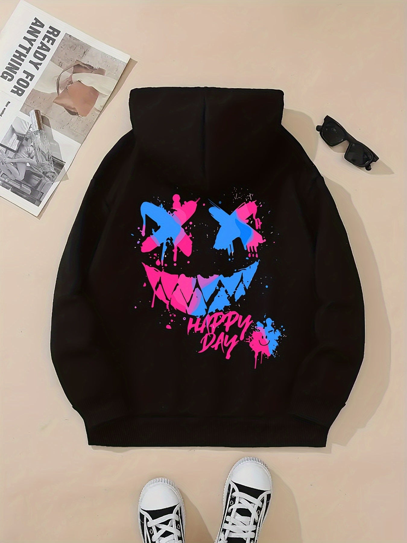 Festive Women's Hoodie: Polyester Blend, Casual Style, Winter Season, Adult Size, Knit Fabric, Printed Design