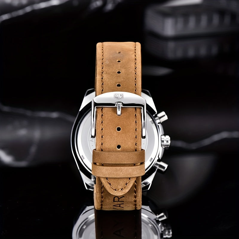 Benyar Chronograph Men's Watch - Analog Quartz Stylish Sports Wristwatch - Elegant Father's Day Gift