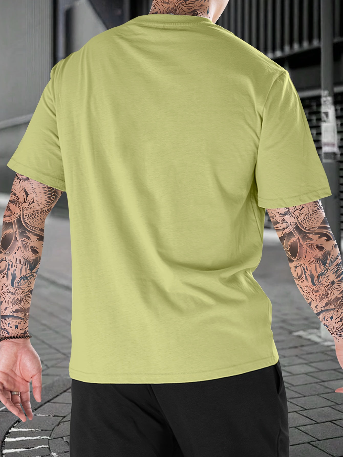 Lemonade Print, Men's Crew Neck Short Sleeve Fashion T-Shirt, Casual Comfy Top For Spring & Summer Holiday Leisure Vacation, Men's Clothing As Gift