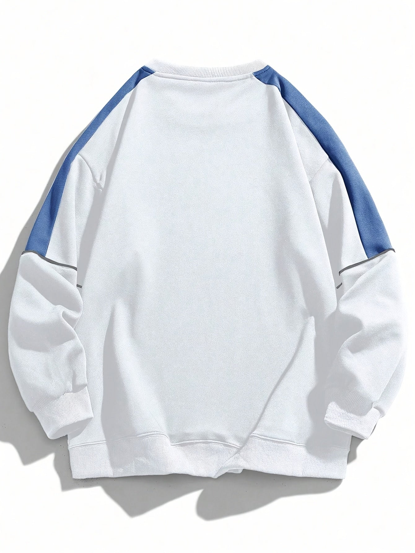 1pc Men'S Fashion Color Block Crew Neck Sweatshirt, Casual High-Weight Long Sleeve Pullover with Contrast Shoulder Sleeves, 100% Polyester Jersey Knit Fabric, Regular Fit