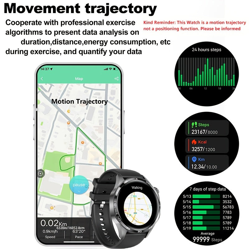 New Watch 5 Pro Smartwatch With 1.53-inch High-definition Screen, Voice Calling, Wireless Calling, NFC Access Control, Outdoor Sports Trajectory Smartwatch With Voice Assistant, Compass, Pedometer, Suitable For Android/iPhone