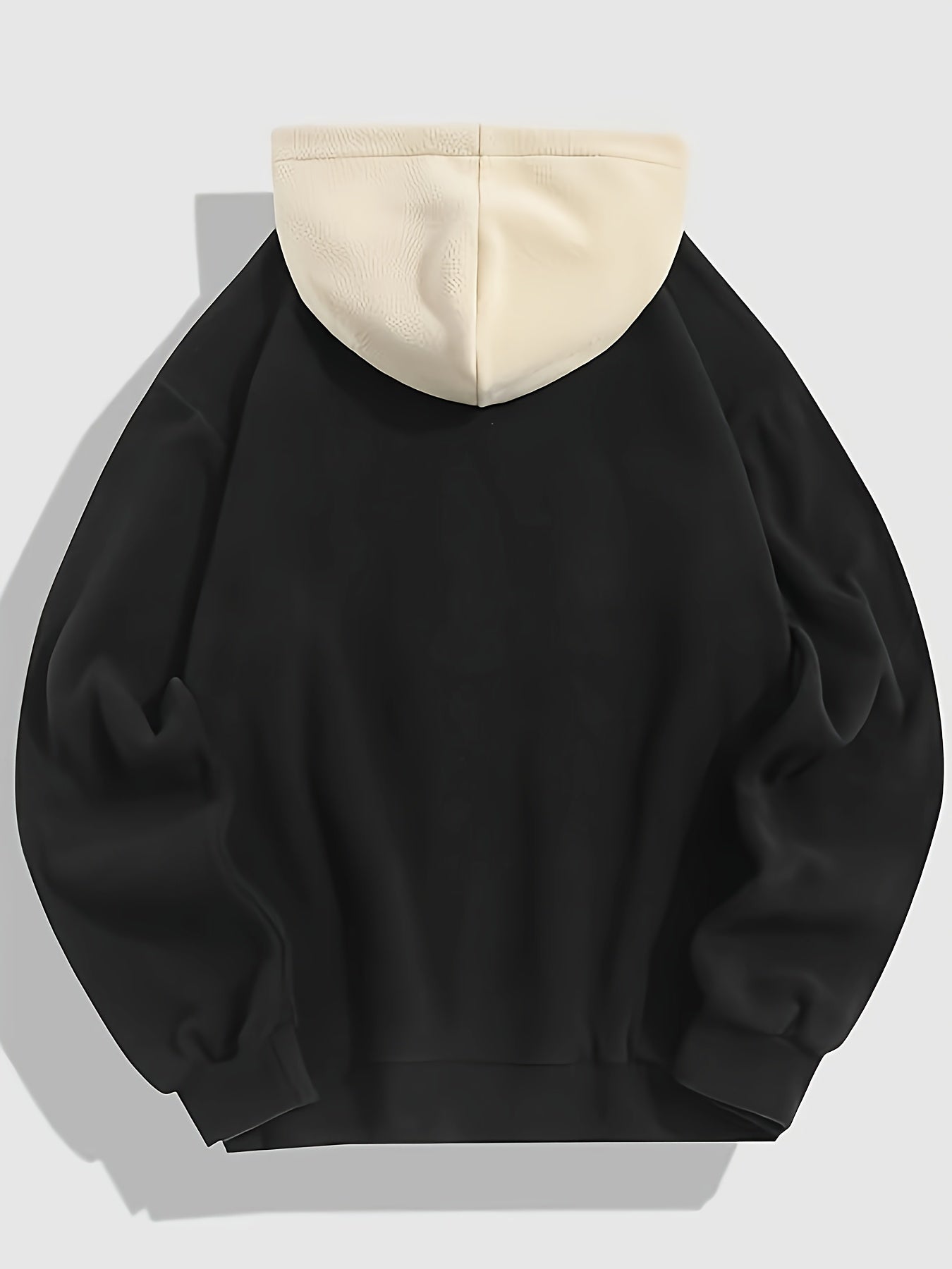 Men's Casual Cotton Pullover Hoodie With Contrast Stitching, Short Sleeve, Classic Fit, Knitted Fabric, Perfect For Daily Wear And Streetwear
