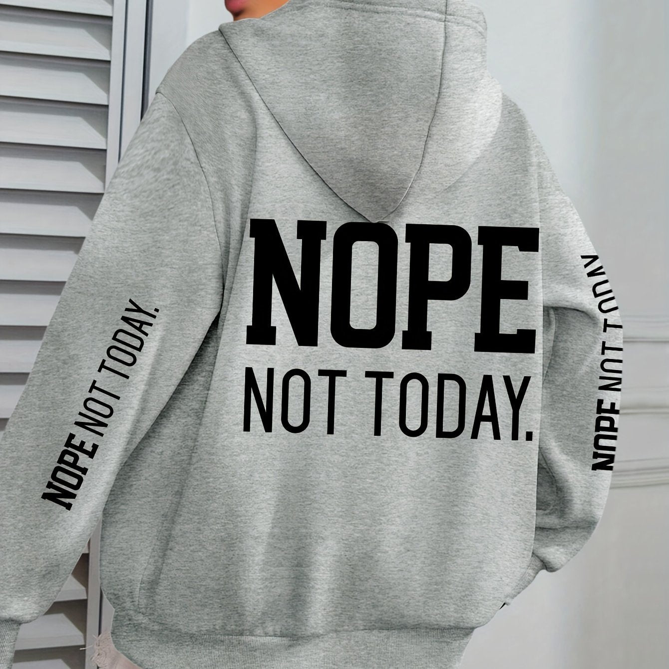 NOPE NOT TODAY" Graphic Hoodie for Women - Cozy Polyester Pullover with Kangaroo Pocket, Casual Long Sleeve Hooded Sweatshirt for Fall/Winter