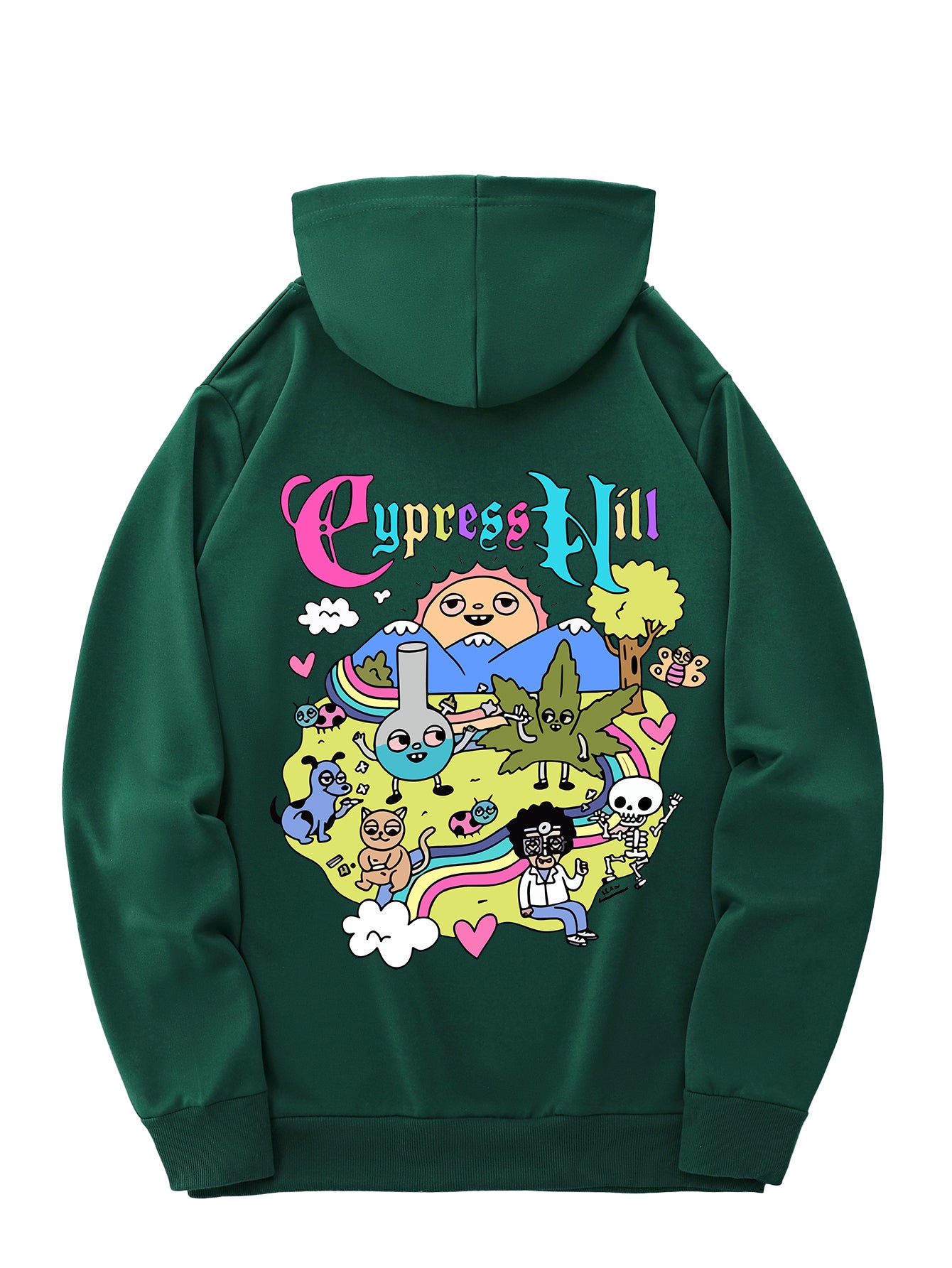 Men'S Fashion Hoodie with Cypress Hill Geometric Cartoon Print - All Season Casual Knit Polyester Sweatshirt with Hood, Drawstring, Kangaroo Pocket, Regular Fit - Unisex Stylish Pullover