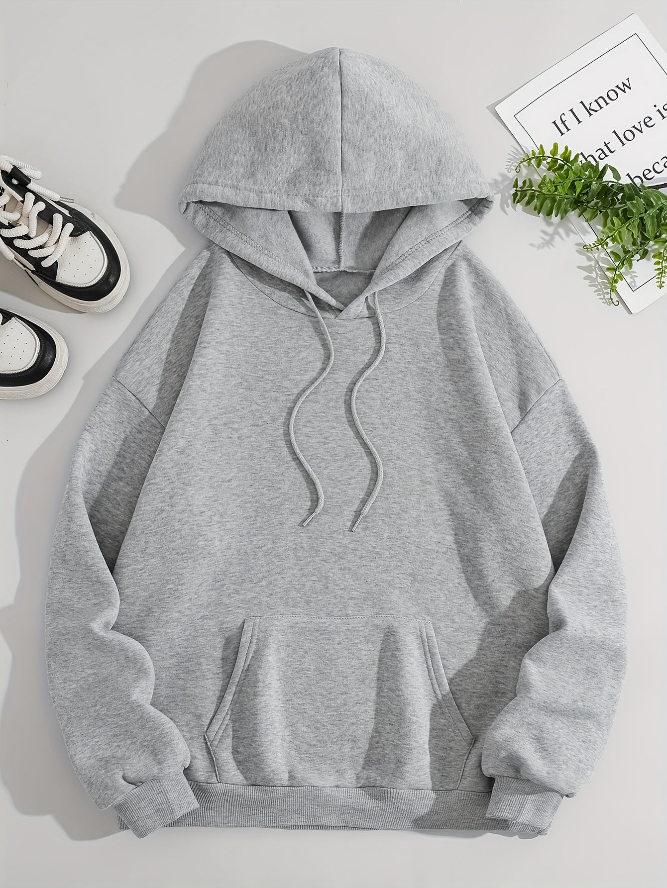 Ladies Fashion Hoodie: Relaxed Style, Polyester Material, Knit Fabric, All Seasons, No Detail, Letter Pattern