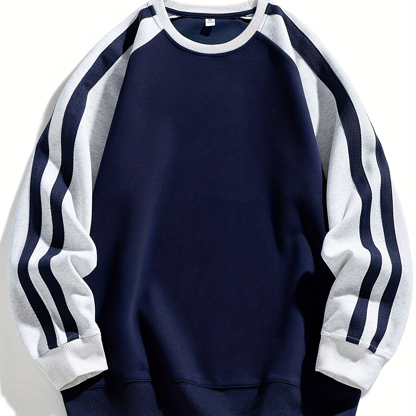 Men's Stylish Pink and Black Striped Crew-Neck Sweatshirt - Breathable, Casual Long-Sleeve Hoodie for City Walking, Street Lounging & Outdoor Activities, Polyester, Non-Stretch Fabric