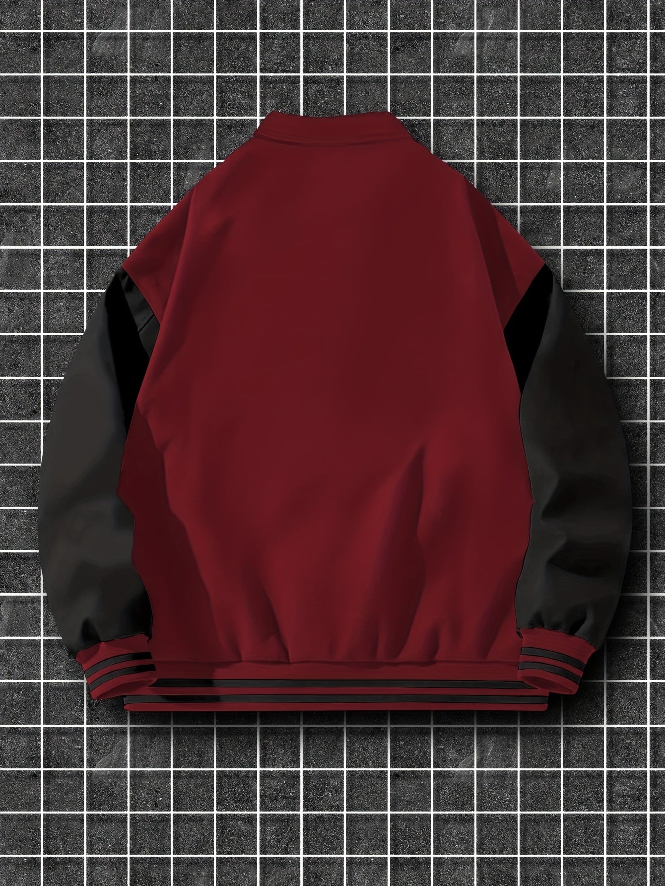 Men'S Casual Polyester Lightweight Jacket, American Streetwear Baseball Style with Random Print, Collar, Pockets, Regular Fit, Knit Fabric