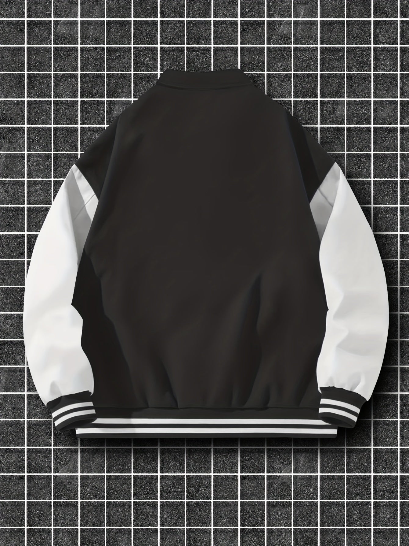 Men'S Casual Polyester Lightweight Jacket, American Streetwear Baseball Style with Random Print, Collar, Pockets, Regular Fit, Knit Fabric