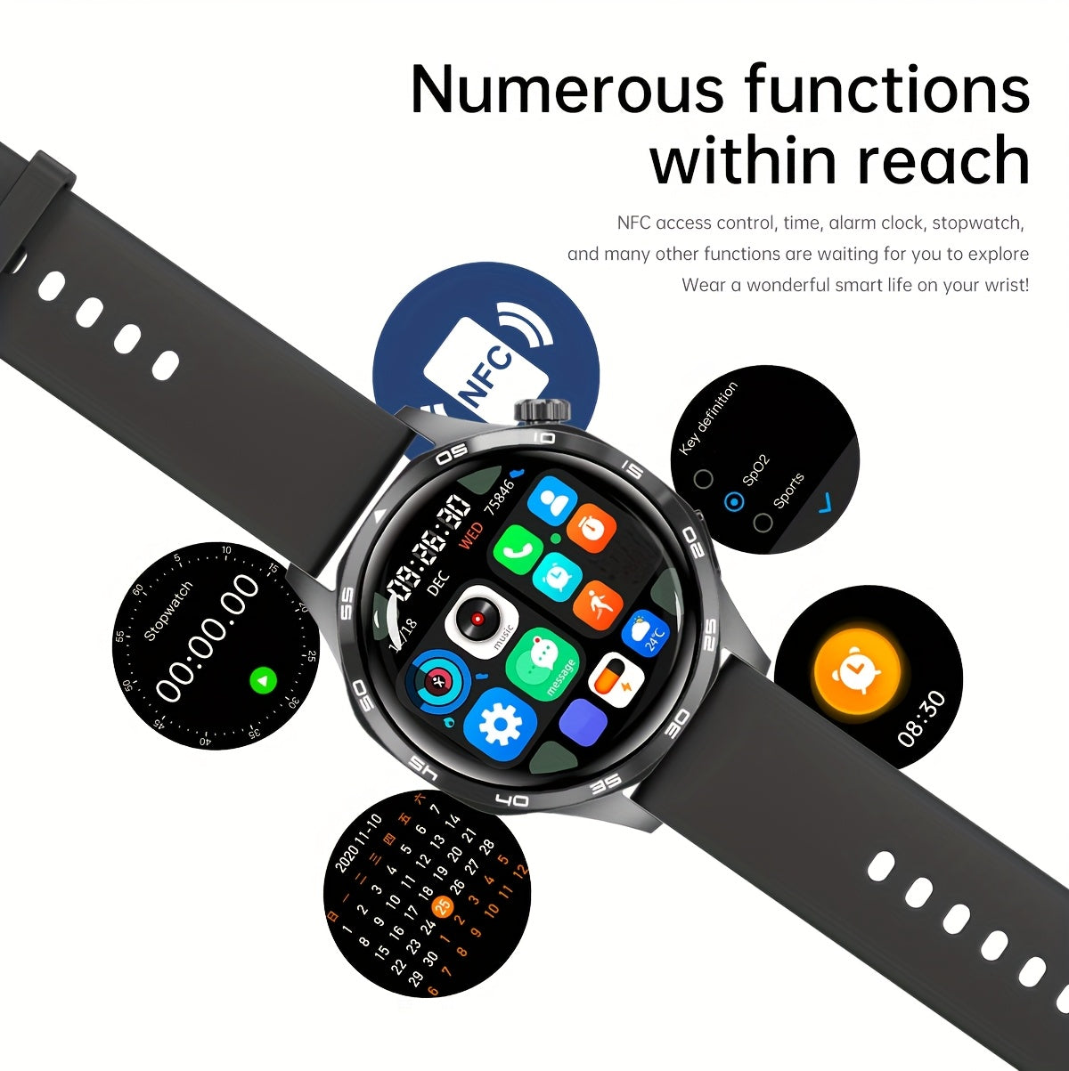 New Watch 5 Pro Smartwatch With 1.53-inch High-definition Screen, Voice Calling, Wireless Calling, NFC Access Control, Outdoor Sports Trajectory Smartwatch With Voice Assistant, Compass, Pedometer, Suitable For Android/iPhone
