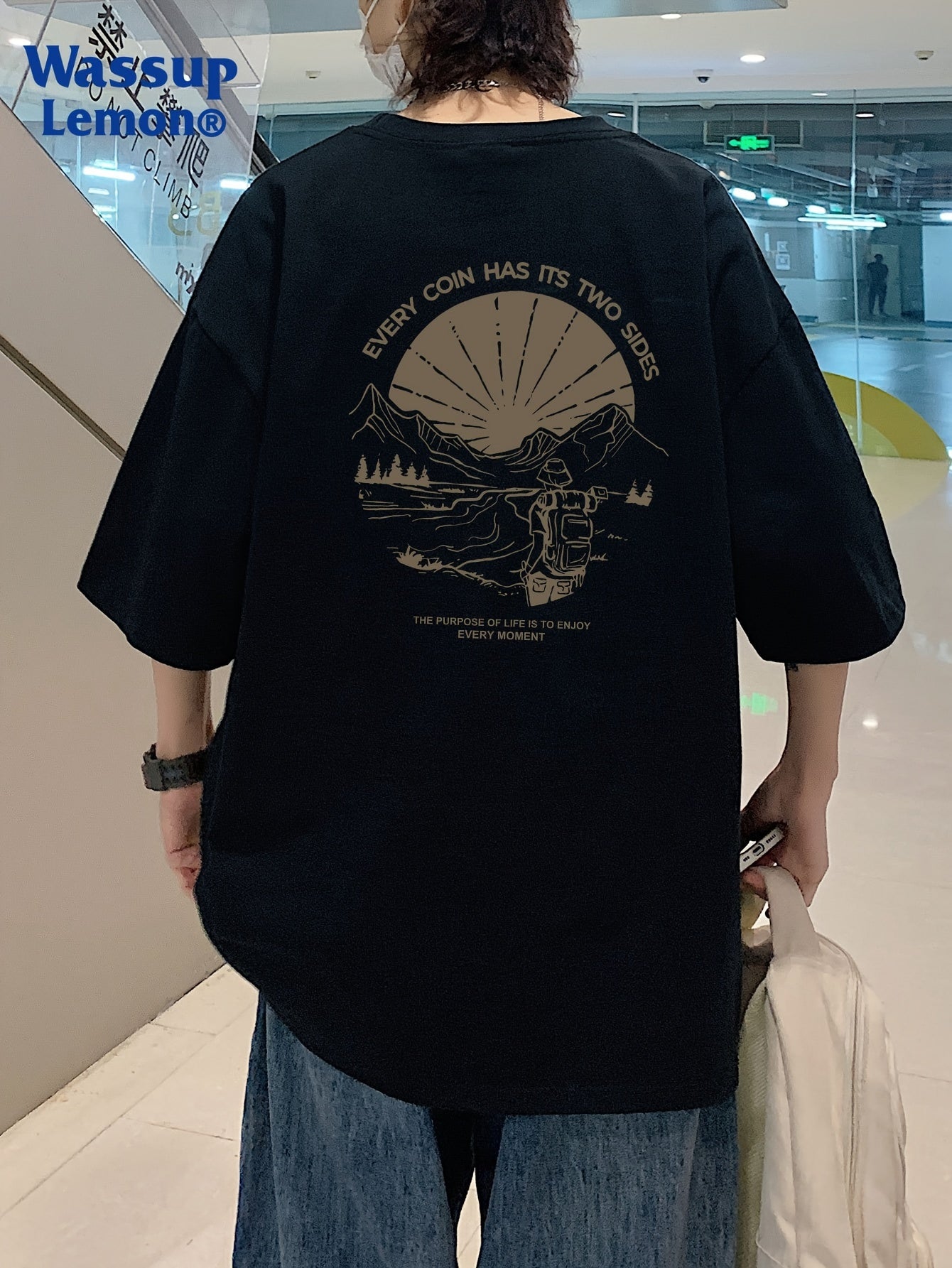 Men's Loose 100% Cotton Mountain Graphic Print T-shirt, Casual Short Sleeve Crew Neck Tee, Men's Clothing For Summer Outdoor
