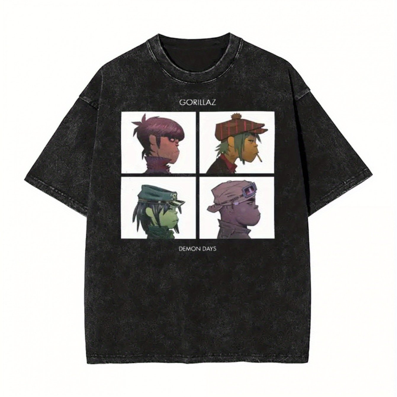 Gorillaz Demon Days Inspired Oversized T-Shirt, Cotton, Casual Streetwear with Cartoon Print, Machine Washable