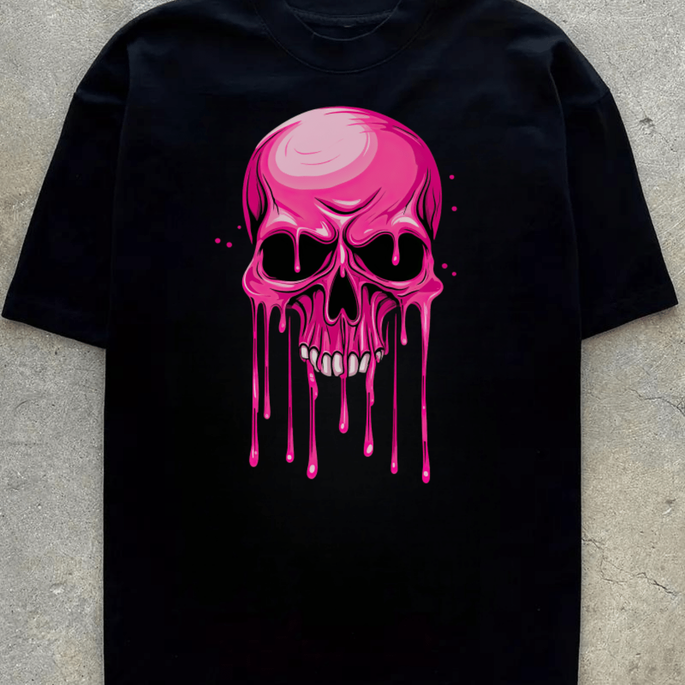 Men's Casual Cartoon Skull Graphic Tee - Soft Polyester, Round Neck, Short Sleeve, Machine Washable