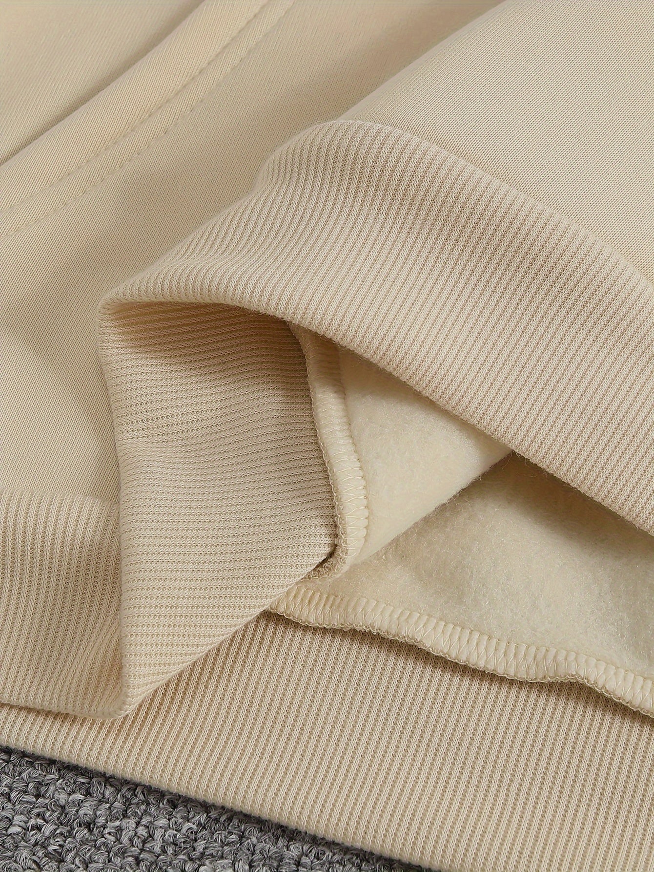 Men'S Beige French Terry Hoodie with Butterfly Print, Casual Pullover Sweatshirt with Pockets, Unstretched Knit Fabric, Loose Fit, for Sports & Leisure