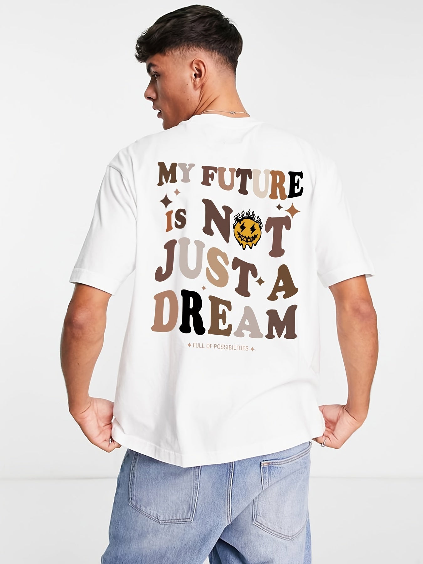 Men's Casual Crew Neck Short Sleeve T-shirt With 'My Future Is Not Just A Dream' Print
