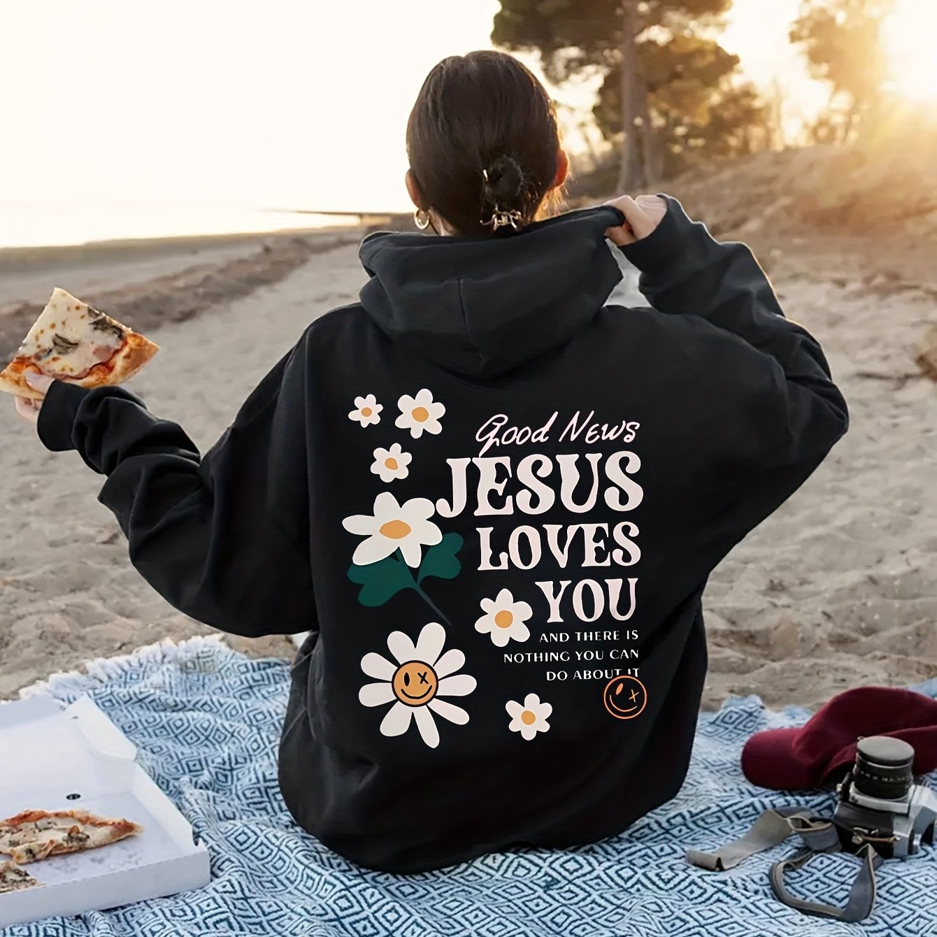 Personalized Letter Flowers Hoodie: Relaxed Regular Fits, Soft and Slightly Stretchable Polyester, Long Sleeve Design - Perfect for Fall/Winter Women