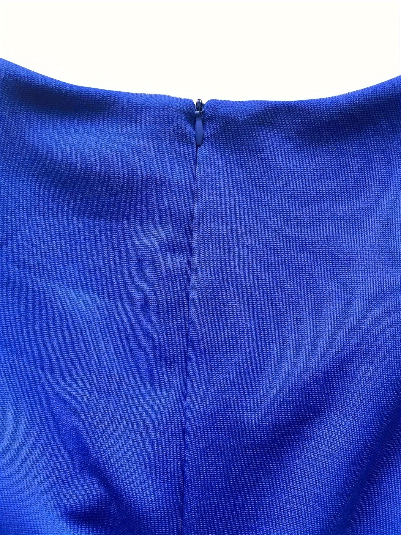 Elegant V-Neck Knit Dress for Women - Solid Color, Knee-Length with Flowy Skirt & Puff Sleeves, Machine Washable