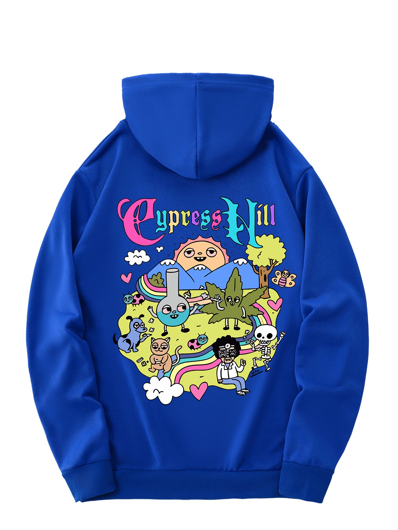 Men'S Fashion Hoodie with Cypress Hill Geometric Cartoon Print - All Season Casual Knit Polyester Sweatshirt with Hood, Drawstring, Kangaroo Pocket, Regular Fit - Unisex Stylish Pullover