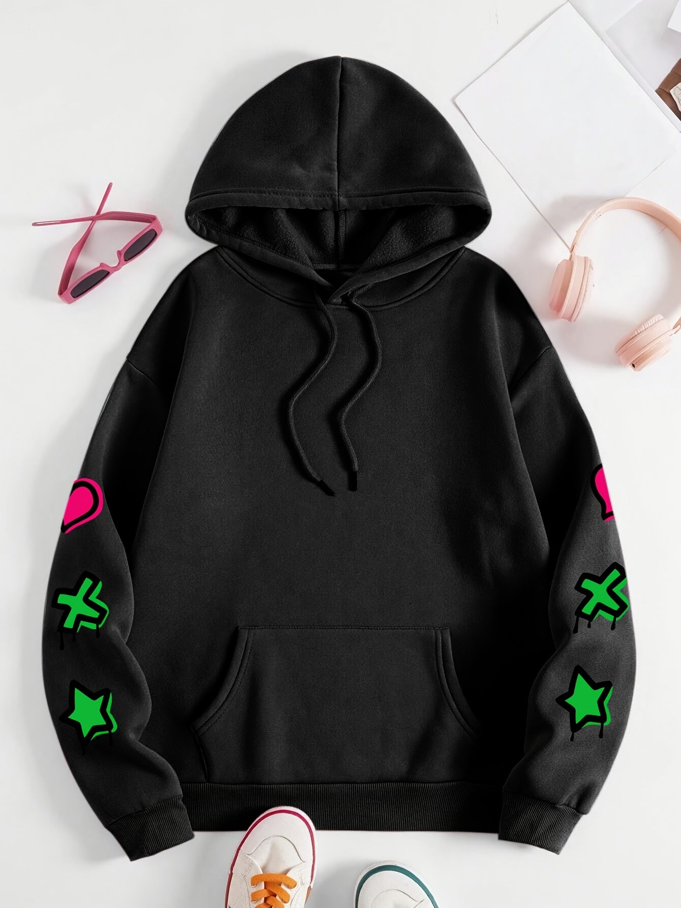 Women's Plus Size Graffiti-Style Hoodie - Casual Long Sleeve with Pocket, Purple "MY COMFORT ZONE" Graphic Hooded Sweatshirt for Fall & Winter, Cozy Pullover | Graffiti Print Hoodie | Fleecelined Comfort, Sweater Hoodie