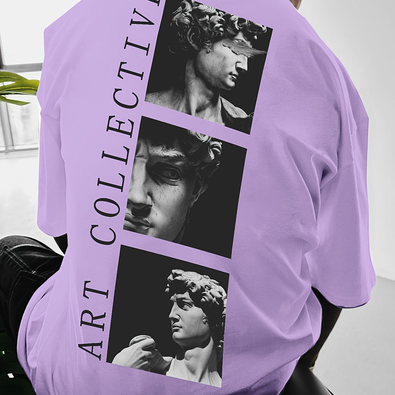 Men's Street Style Loose-Fit T-Shirt with Unique Back Print - Breathable Polyester, Machine Washable