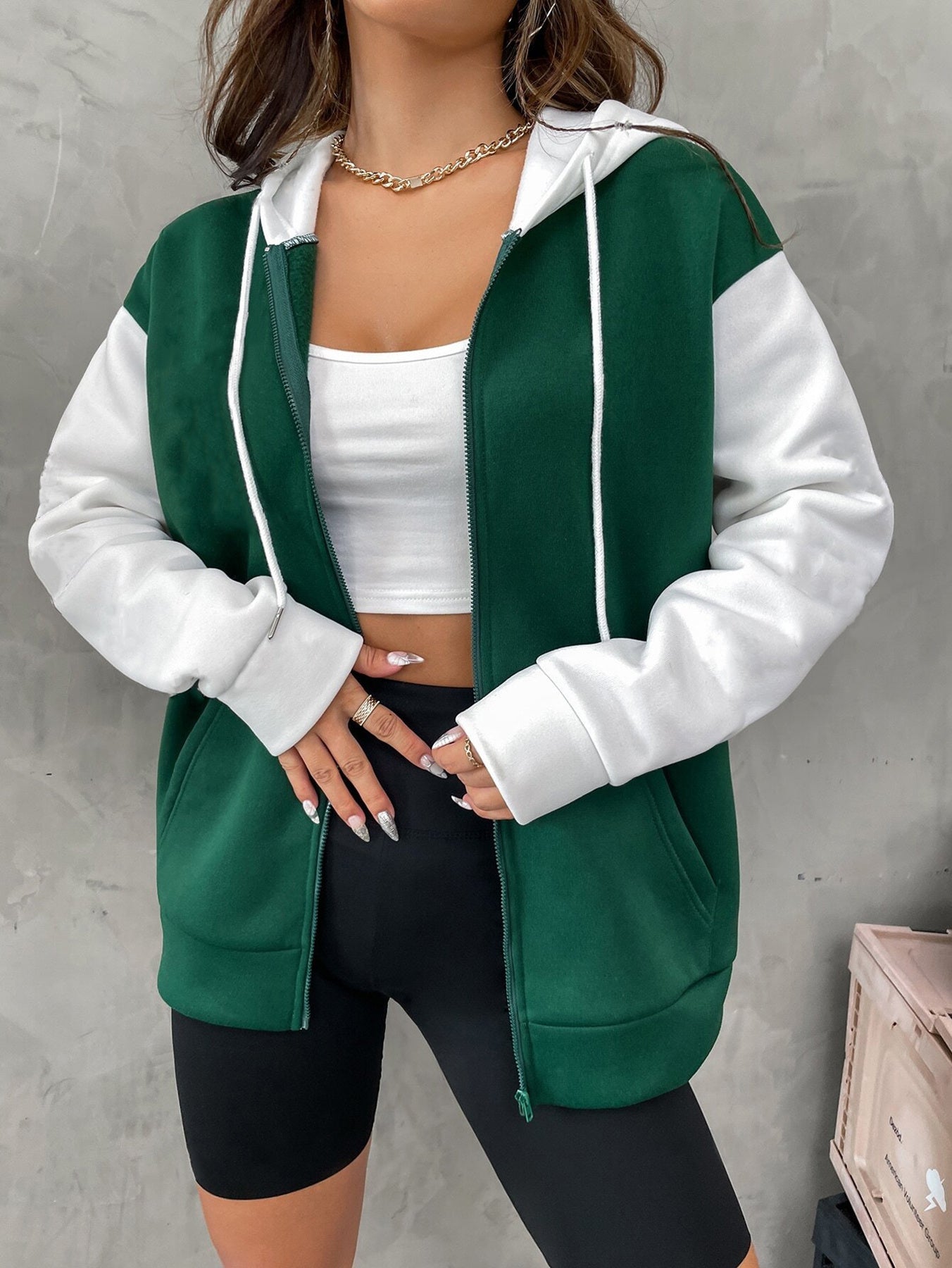 Wicked Witch-Inspired Fall/Winter Hoodie - Casual Zip-Up with Letter Print, Drawstring & Pockets, Cozy Fleece Lining, Patchwork, Sweater