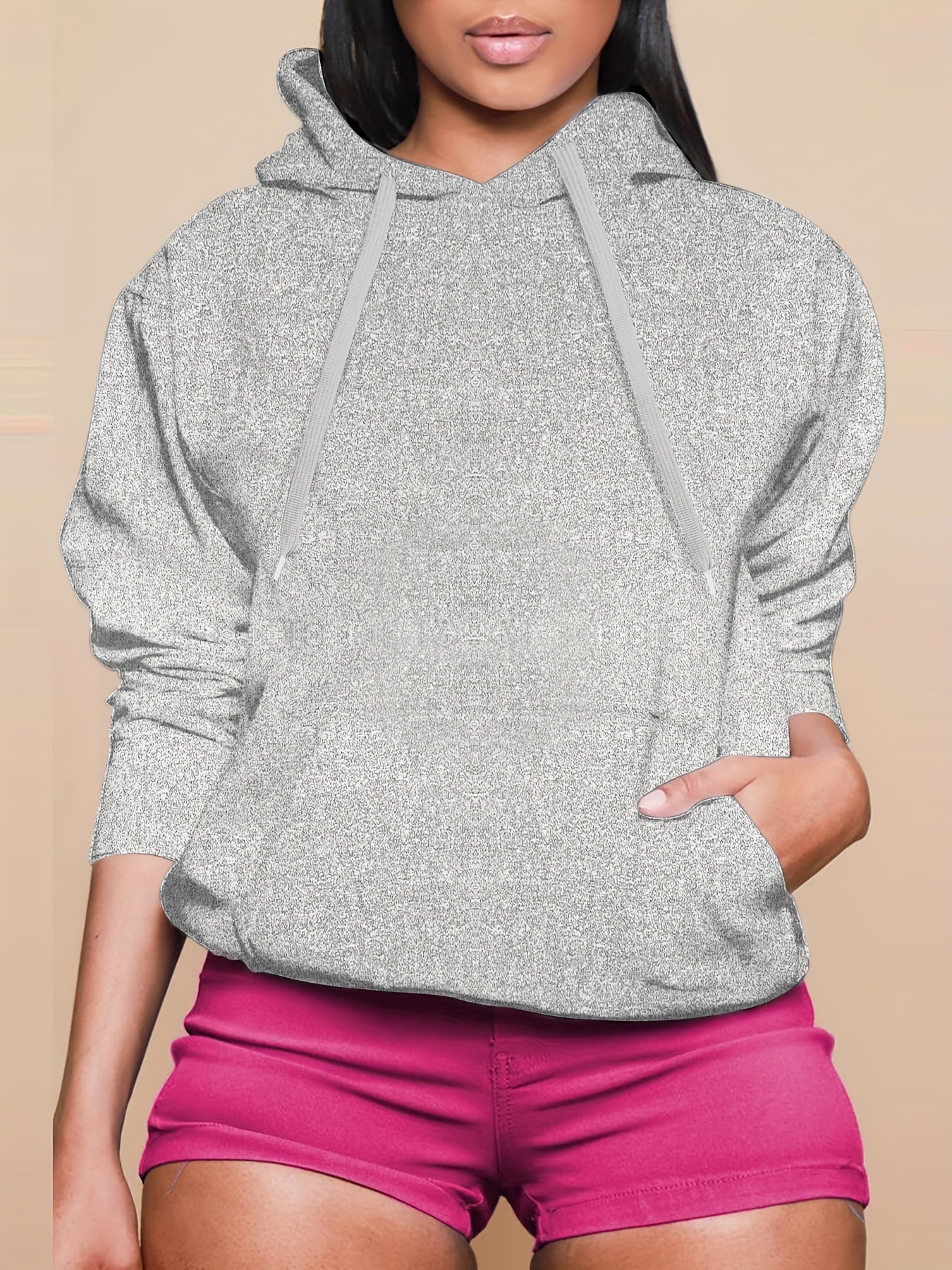 Plus Size Good Moms Say Bad Words Print Hoodie, Casual Kangaroo Pocket Drawstring Long Sleeve Hooded Sweatshirt, Women's Plus Size Clothing