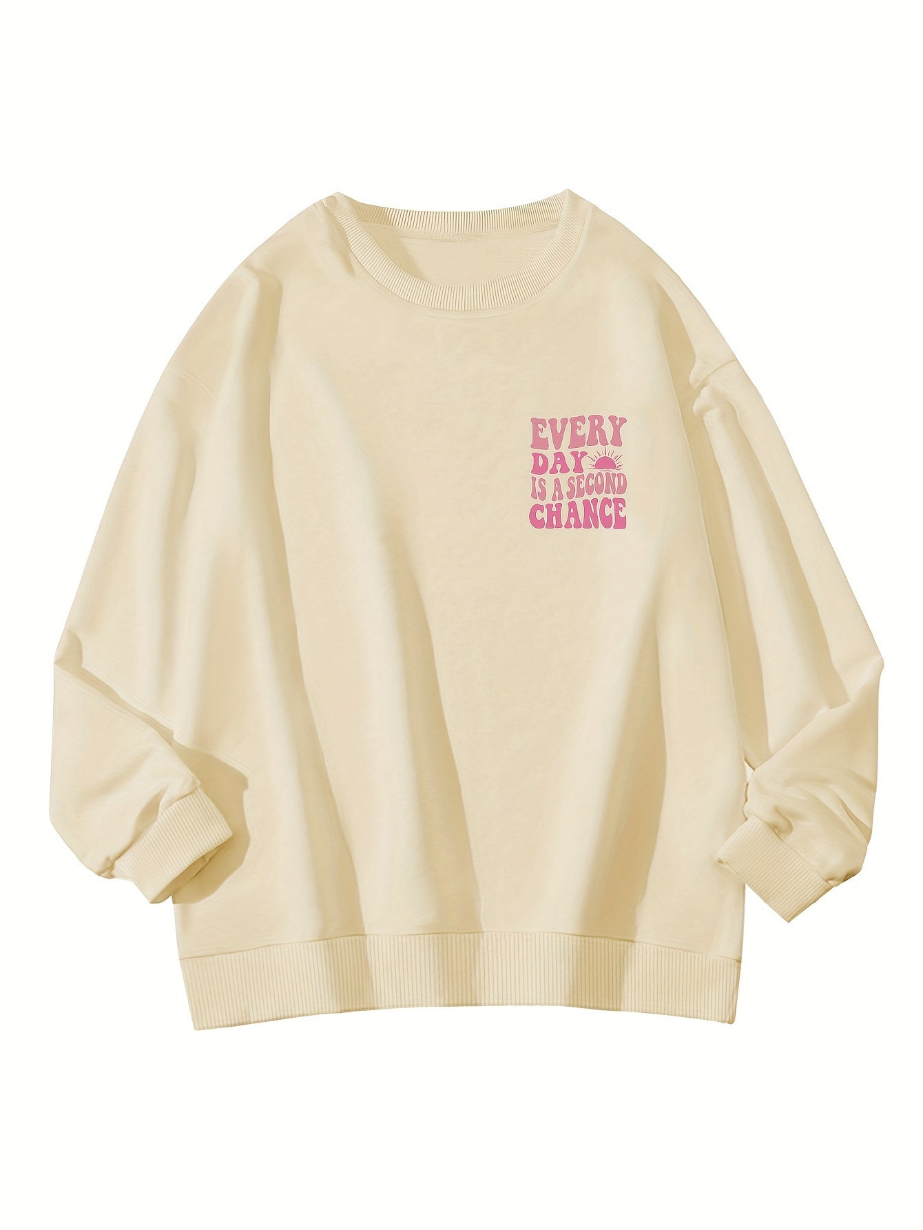 Letter Print Pullover Sweatshirt, Casual Long Sleeve Crew Neck Sweatshirt For Fall & Winter, Women's Clothing