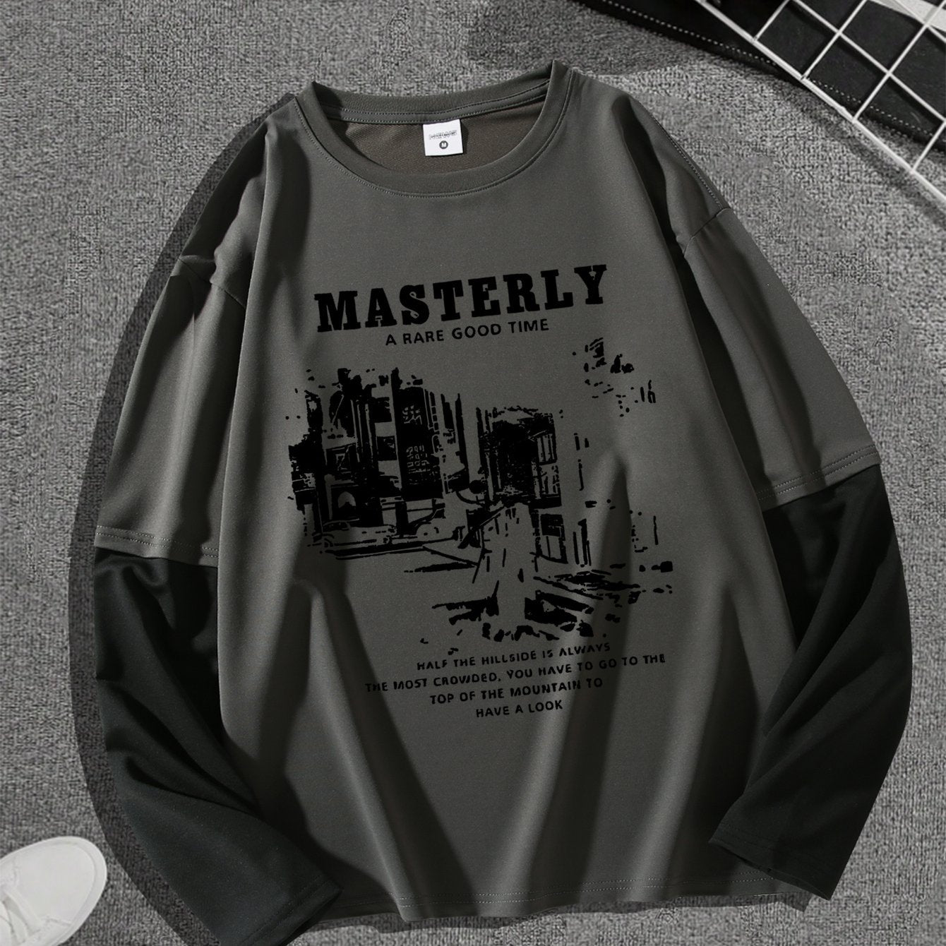 1pc Men'S Casual Street Gentleman Graphic Tee, American Trendy Oversized T-Shirt, Polyester Stretch Fabric, Round Neck, Loose Fit, All-Season Top