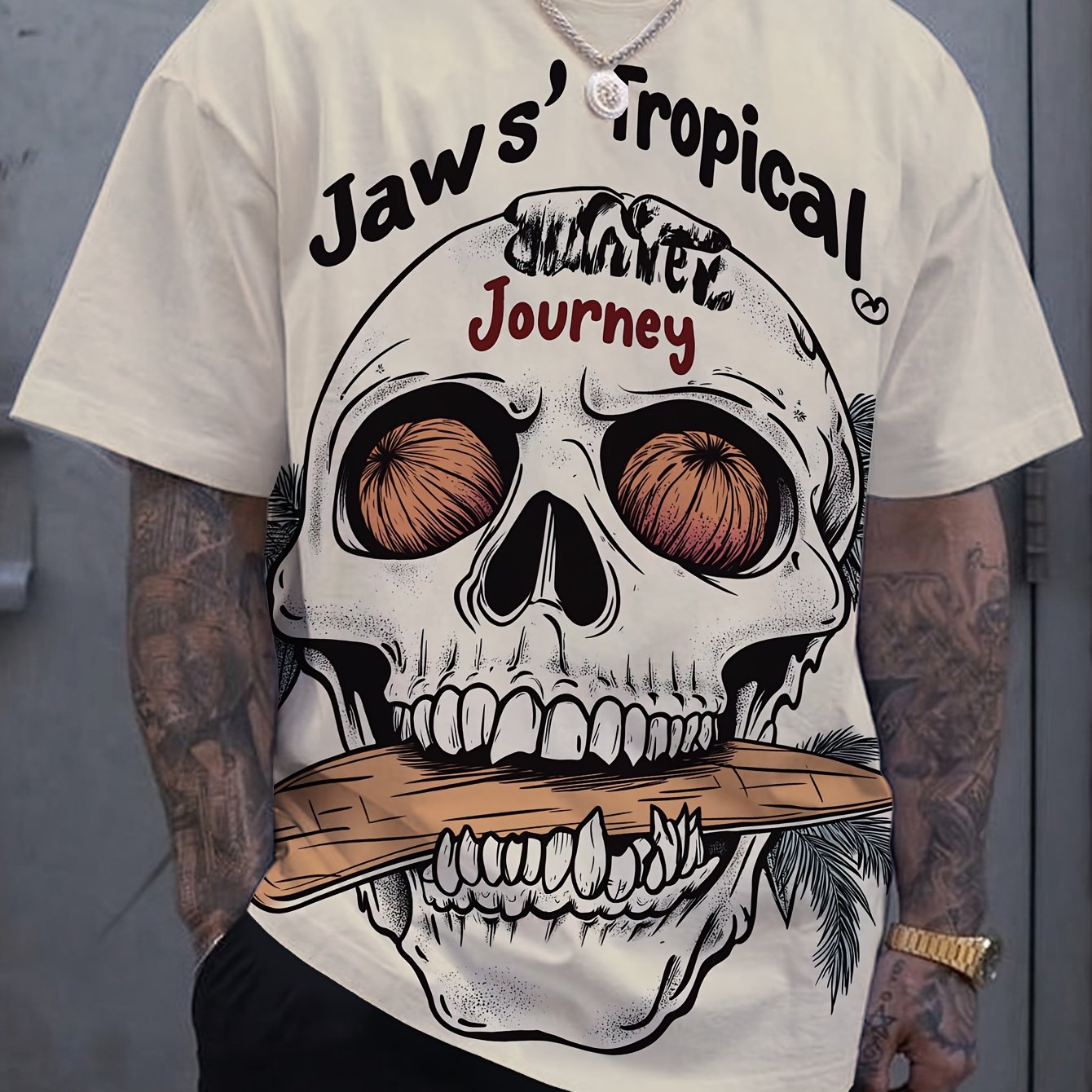 Men's Cool Graphic Print T-Shirt - Casual Crew Neck, Short Sleeve Tee for Everyday & Outdoor Wear, Breathable Polyester