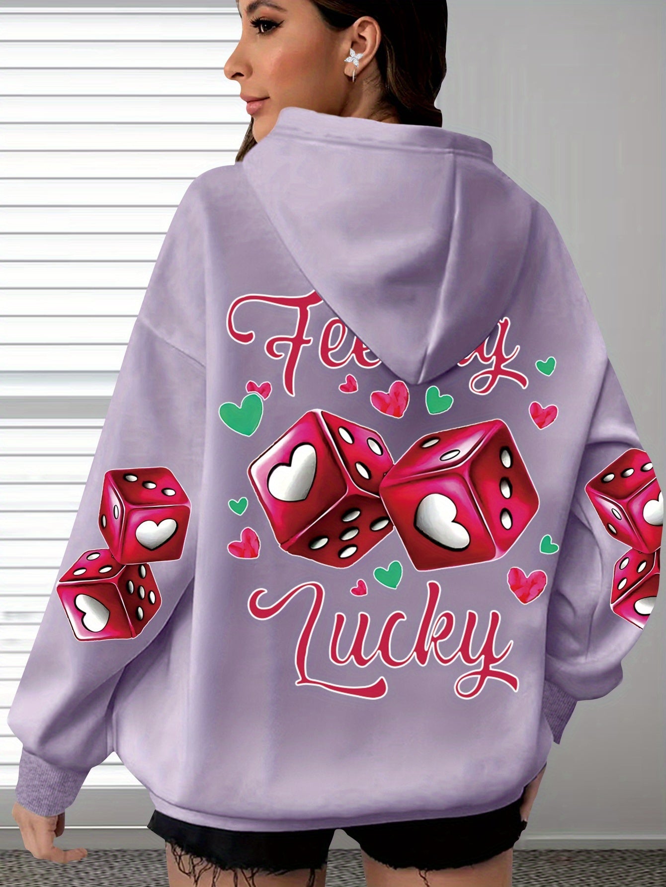 Targeted-Hit Extension] Hoodie with Long Sleeves and Love Letter Print, Casual Plus Size Fashion Hoodie