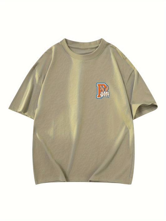 Men's Casual Cotton T-Shirt with Unique Letter Print - Loose Fit, Round Neck, Short Sleeve Tee for Summer