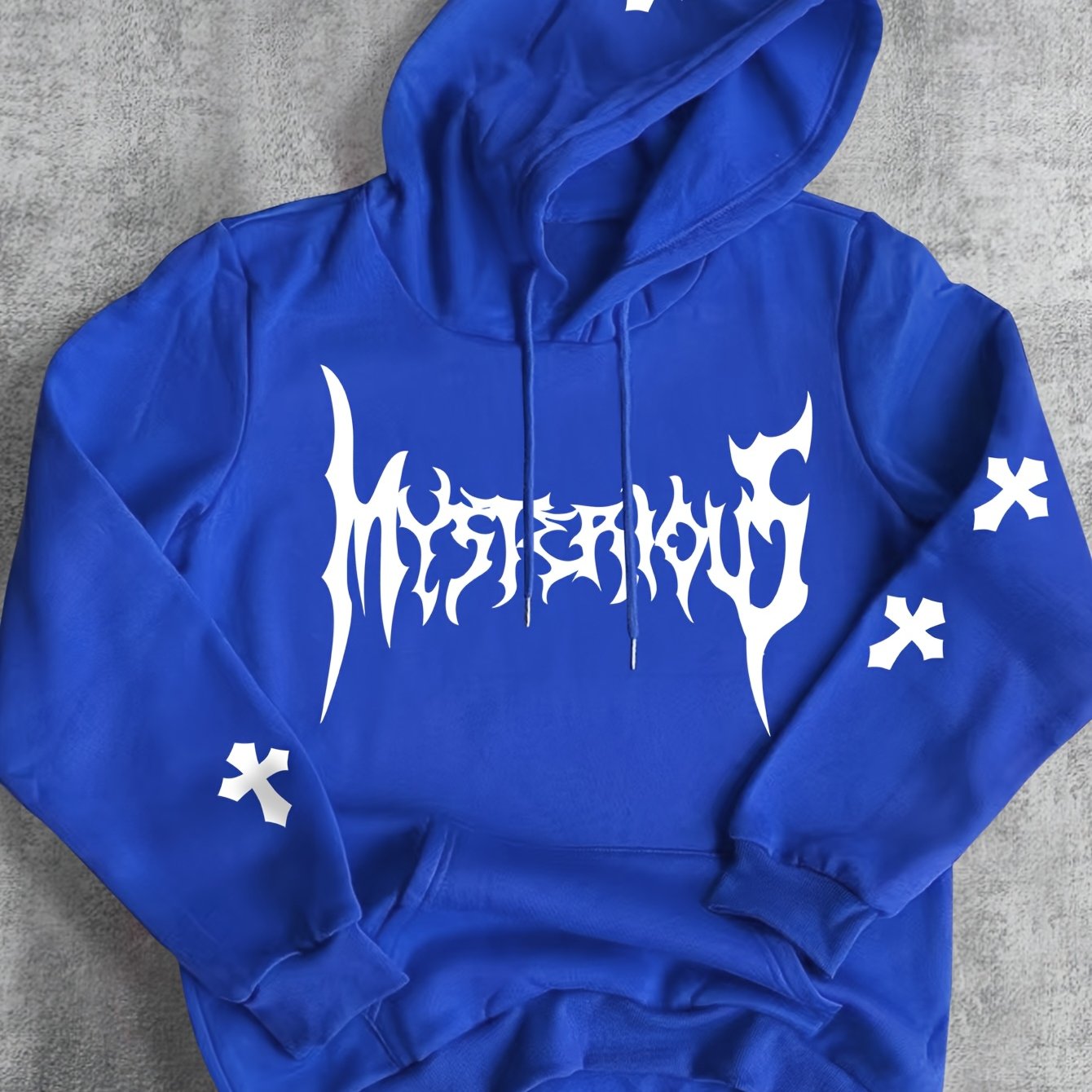 KOURRTER Fleece-Lined Hoodie with Mysterious Cross Print - Casual Pullover Sweatshirt for Men & Women, Perfect for Fall/Winter Streetwear, Sweater Hoodie, KOURRTER