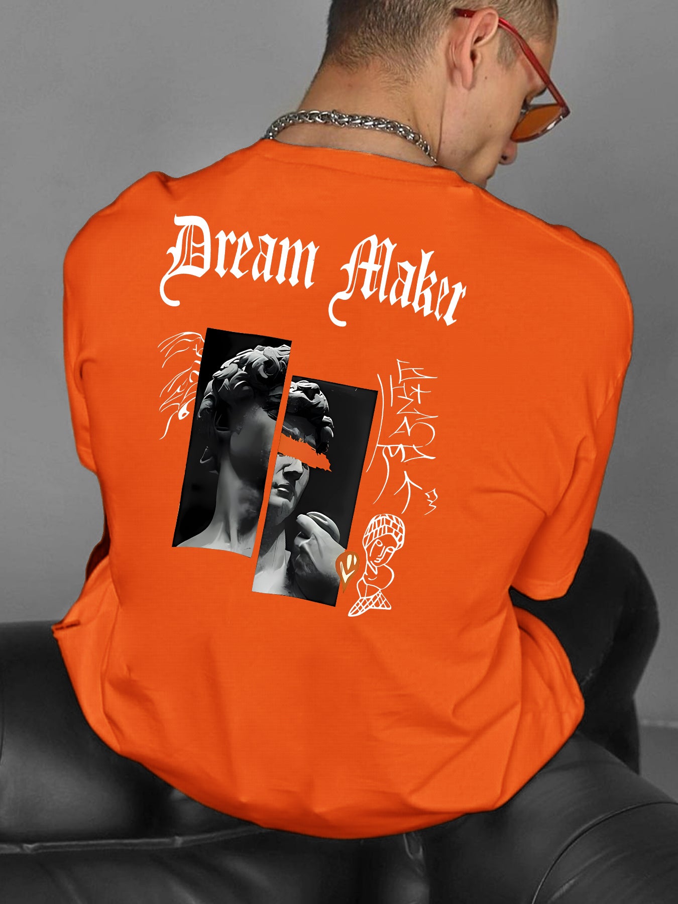 " Dream Maker "Creative Print Casual Novelty T-Shirt For Men, Short Sleeve Summer& Spring Top, Comfort Fit, Stylish Streetwear Crew Neck Tee For Daily Wear