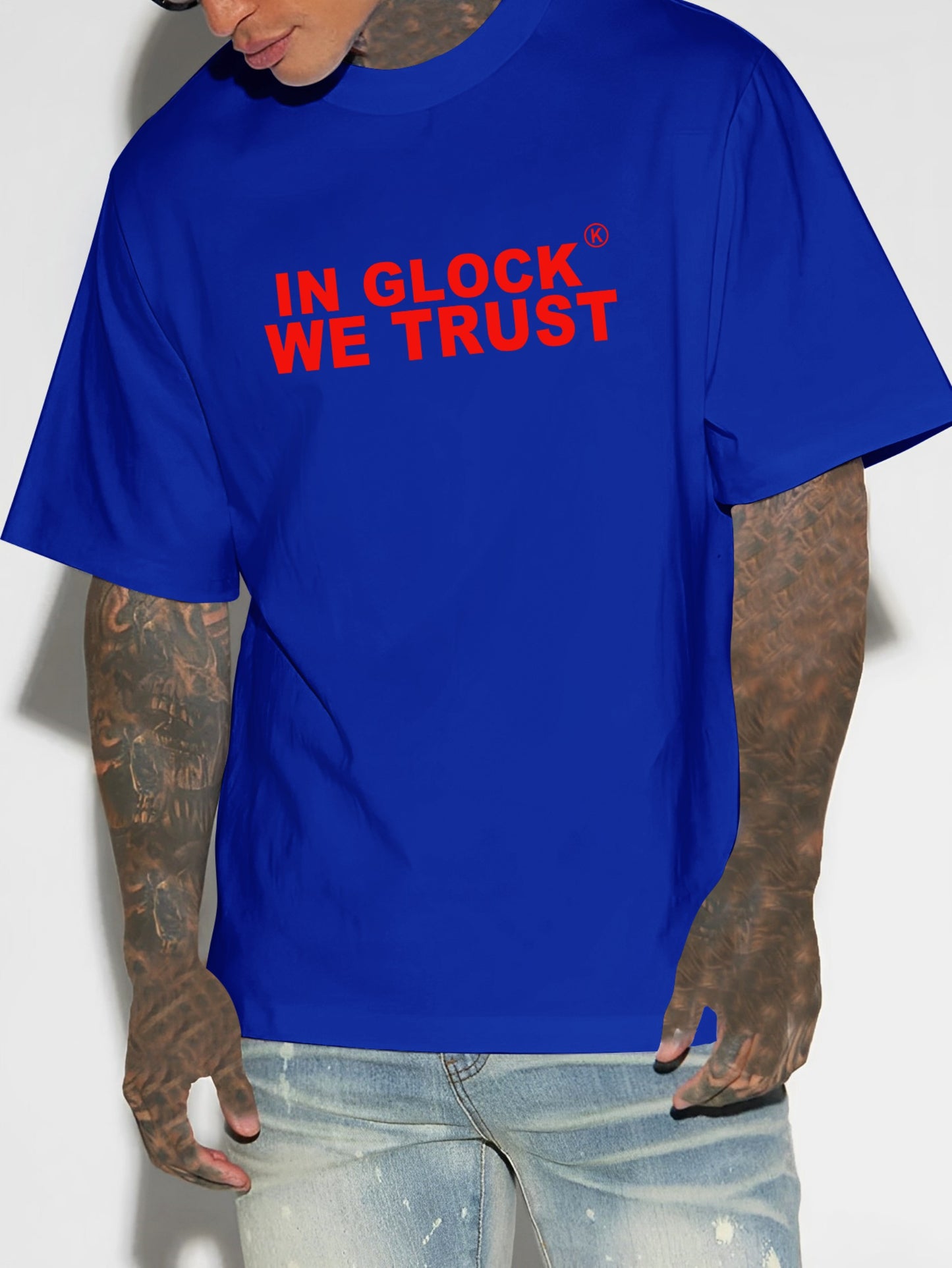 In Glock We Trust" Men's Cotton T-Shirt - Soft, Comfortable & Stylish with Unique Letter Print Design