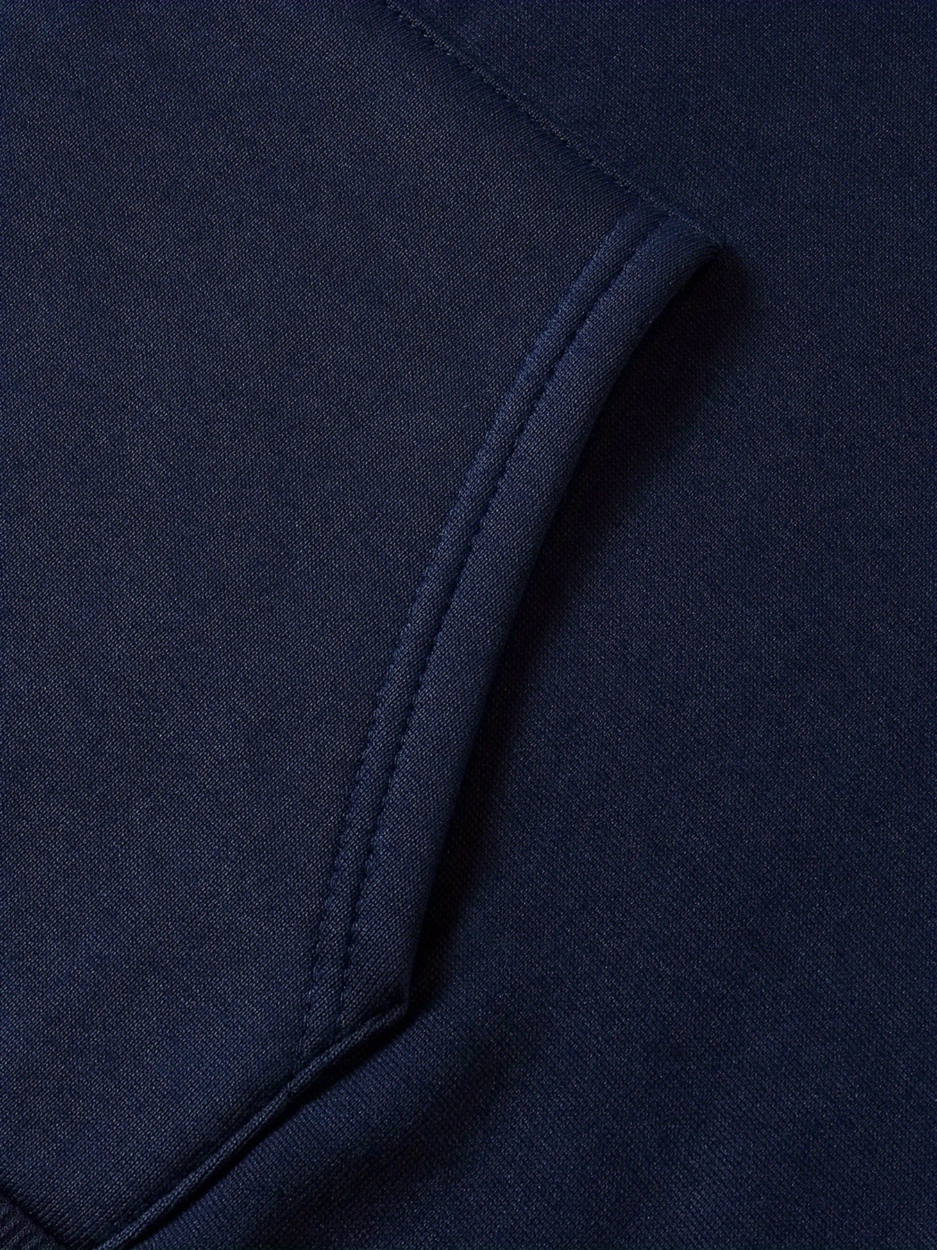 Men's Navy Blue Hooded Sweatshirt - "IT's NEVER LUCK IT's ALWAYS GOD" Print, Casual Polyester Knit, Long Sleeve with Kangaroo Pocket, Machine Washable for Spring & Autumn